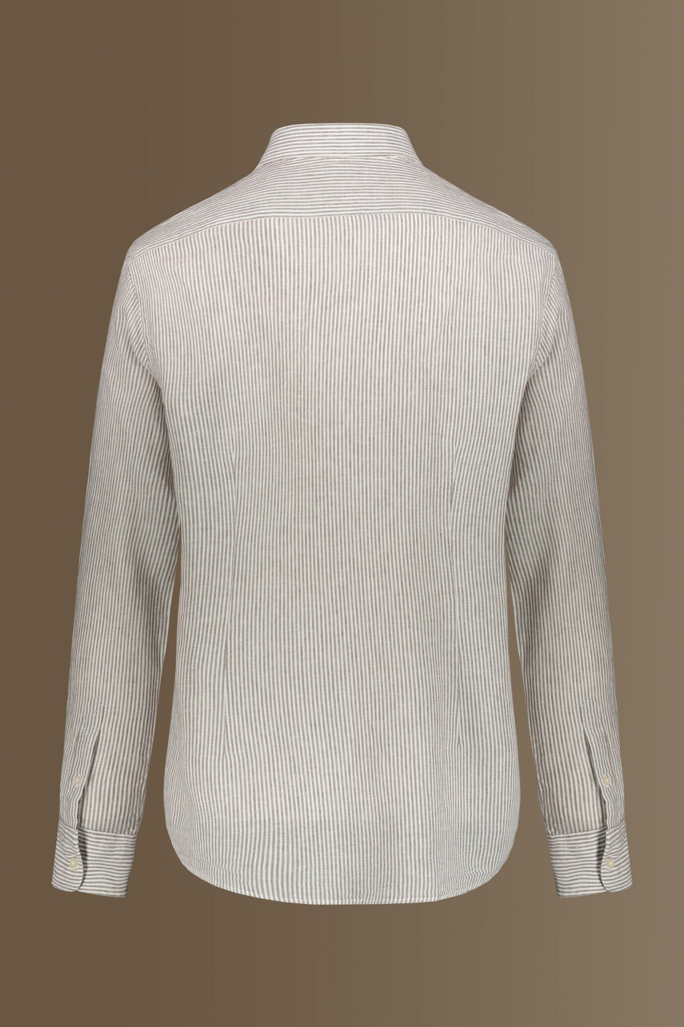 Camicia casual uomo collo francese misto lino a righe image number 5