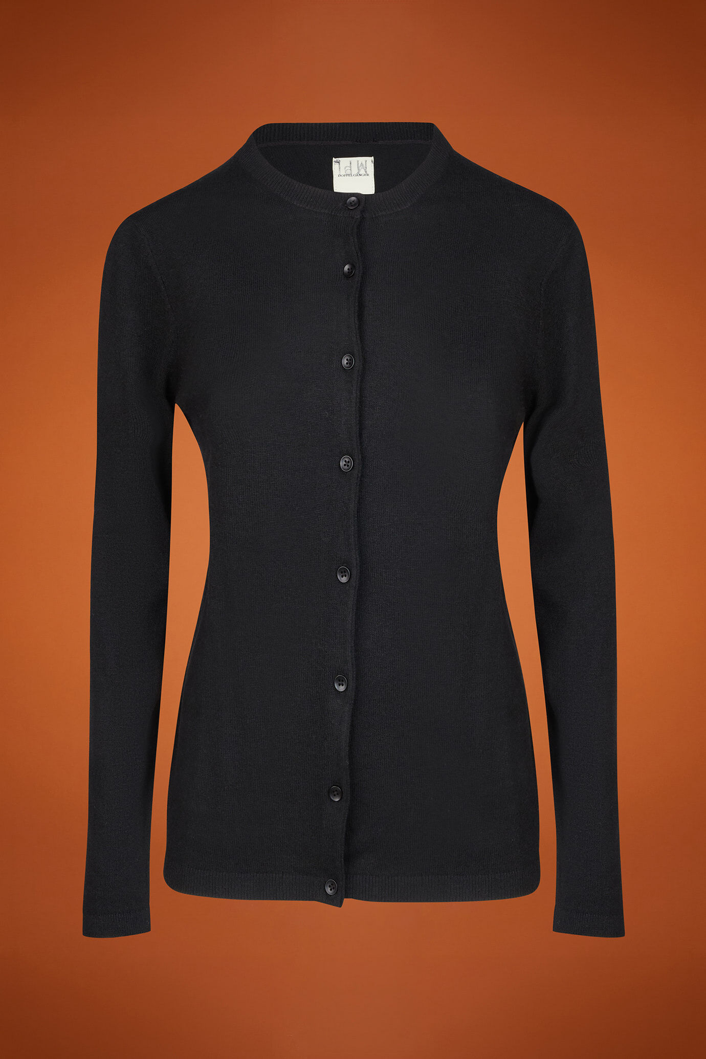 Women's regular fit crew neck cardigan in a blend of wool and cashmere