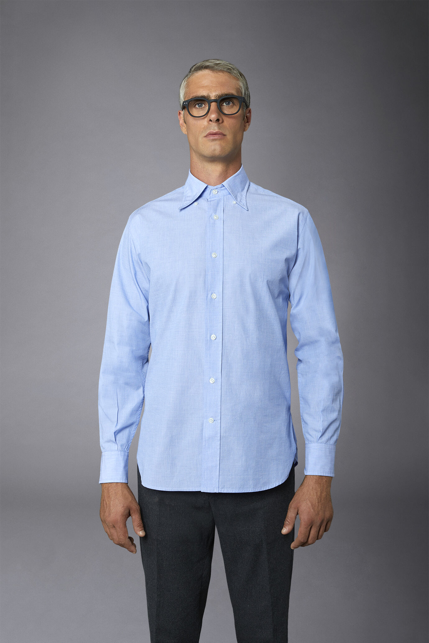 Classic washed genderless button down comfort fit shirt fil-a-fil fabric image number 2