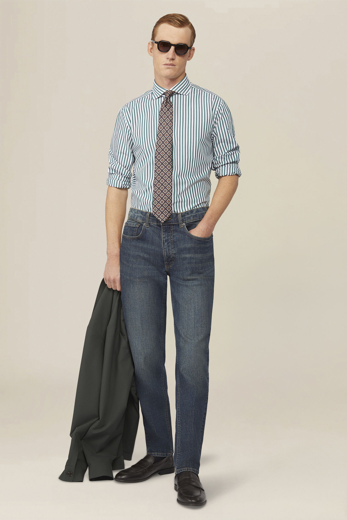 Herrenhemd aus 100 % Baumwolle mit breiten Streifen image number 1