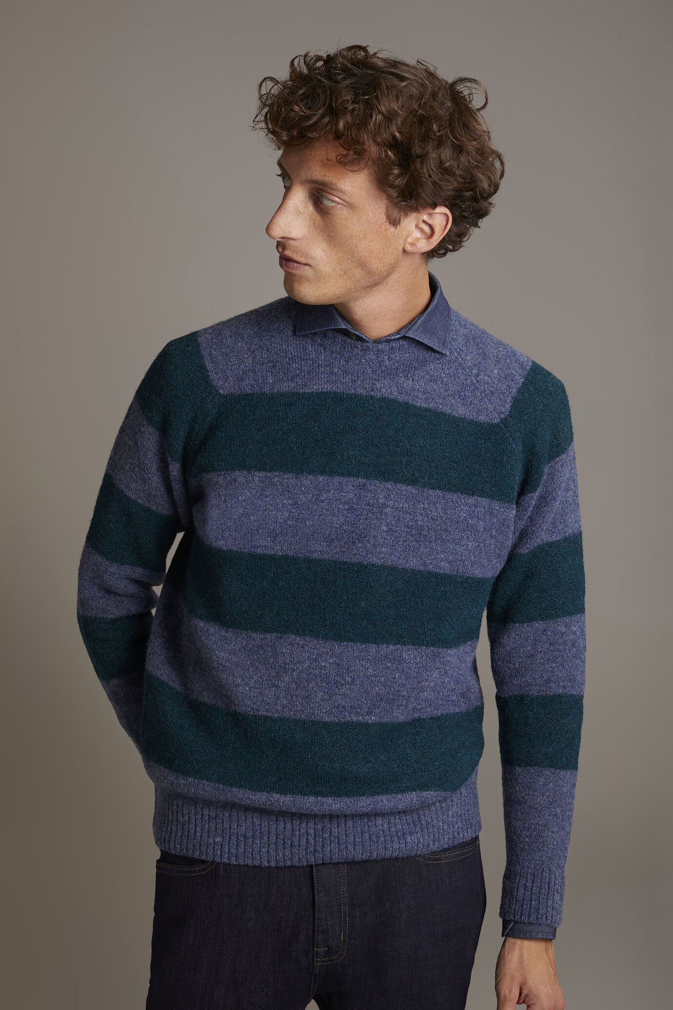 Mohair wool blend round neck sweater image number 1