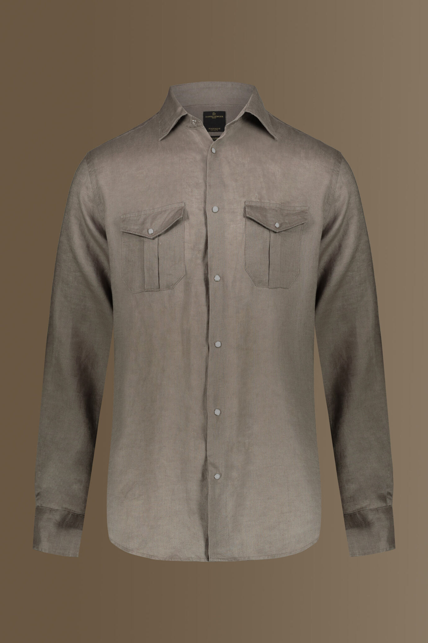 Camicia casual uomo collo francese 100% lino tinta unita image number 5