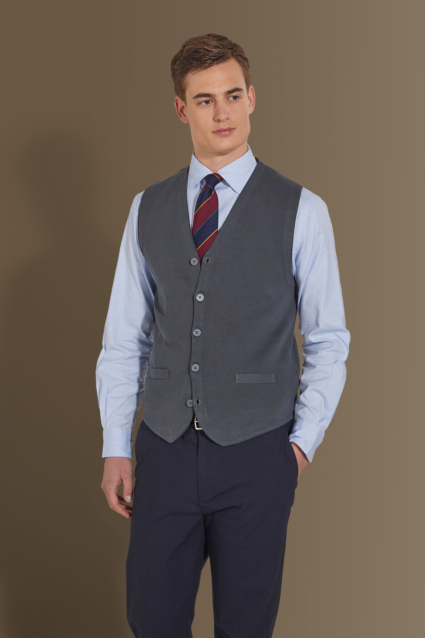 Gilet in maglia monopetto uomo puro cotone image number 0