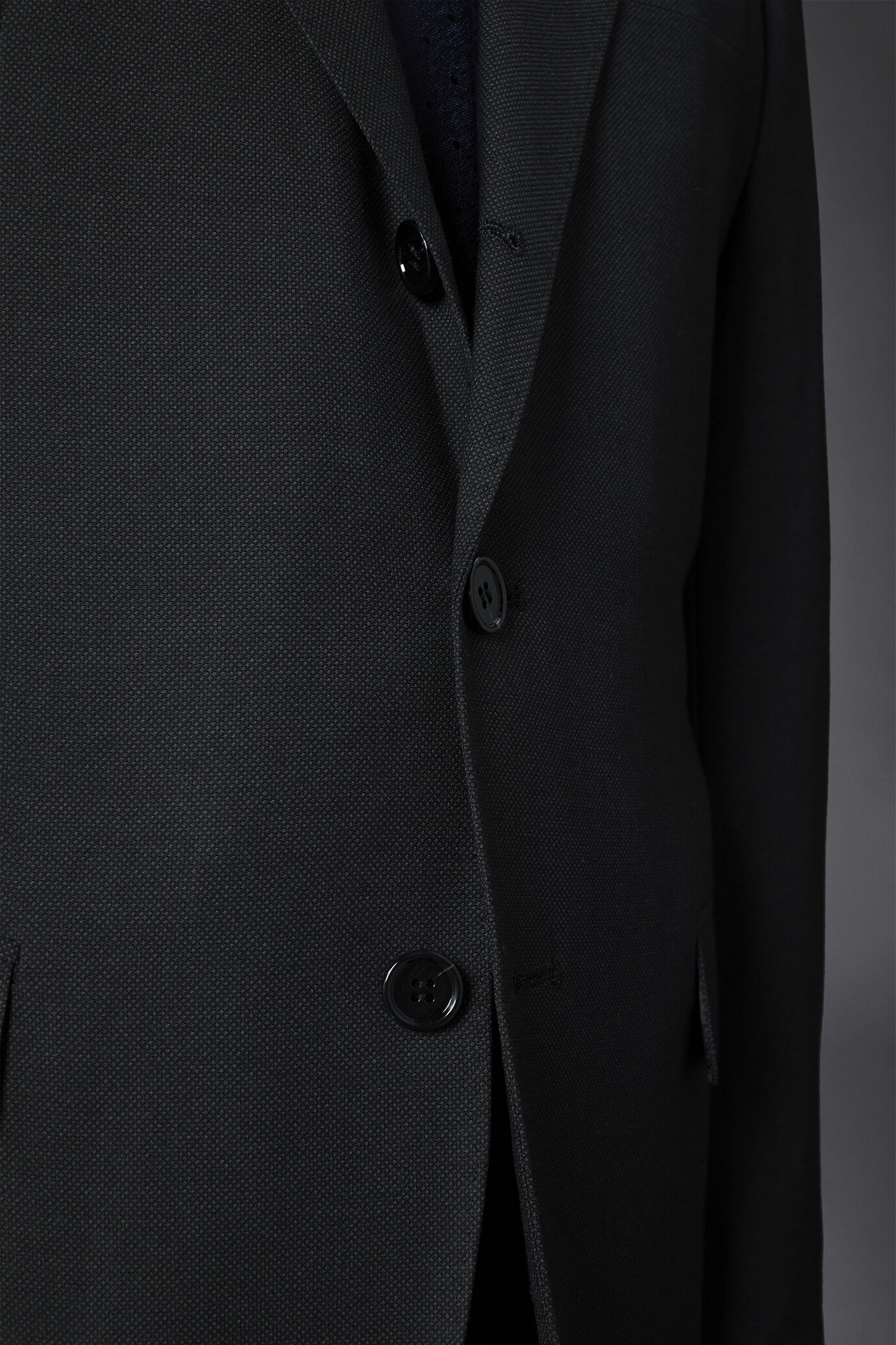 Men's single-breasted suit regular fit bird's eye fabric image number 4