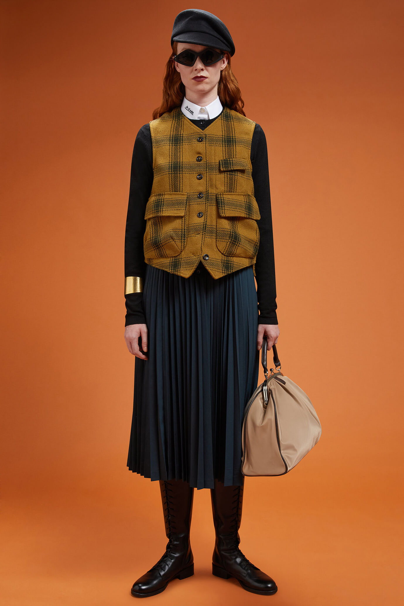 Gilet femme droit en polylaine à chevrons, coupe classique image number 1