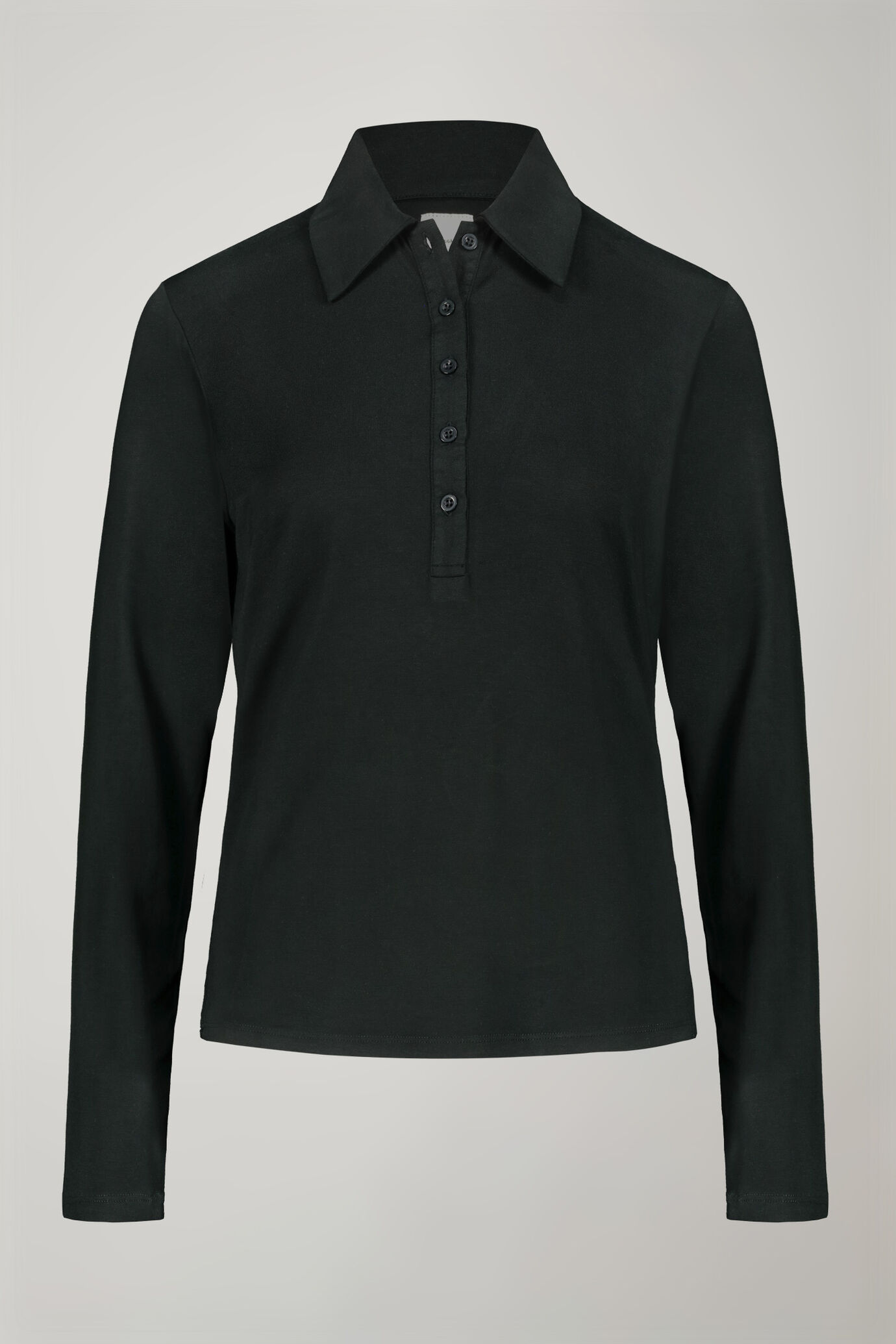 Women’s solid color long sleeve polo shirt in Jersey Cotton image number 4