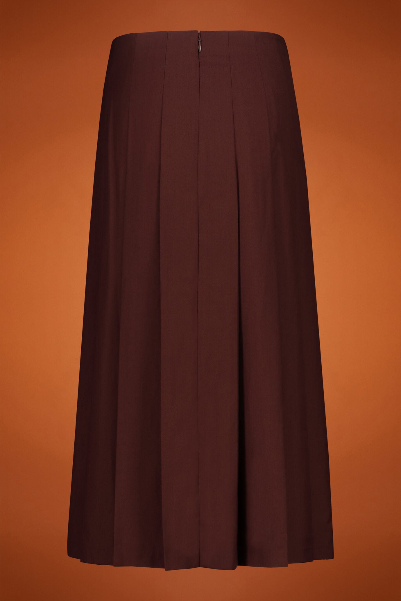 Gonna donna longuette a pieghe con zip tinta unita regular fit image number 1