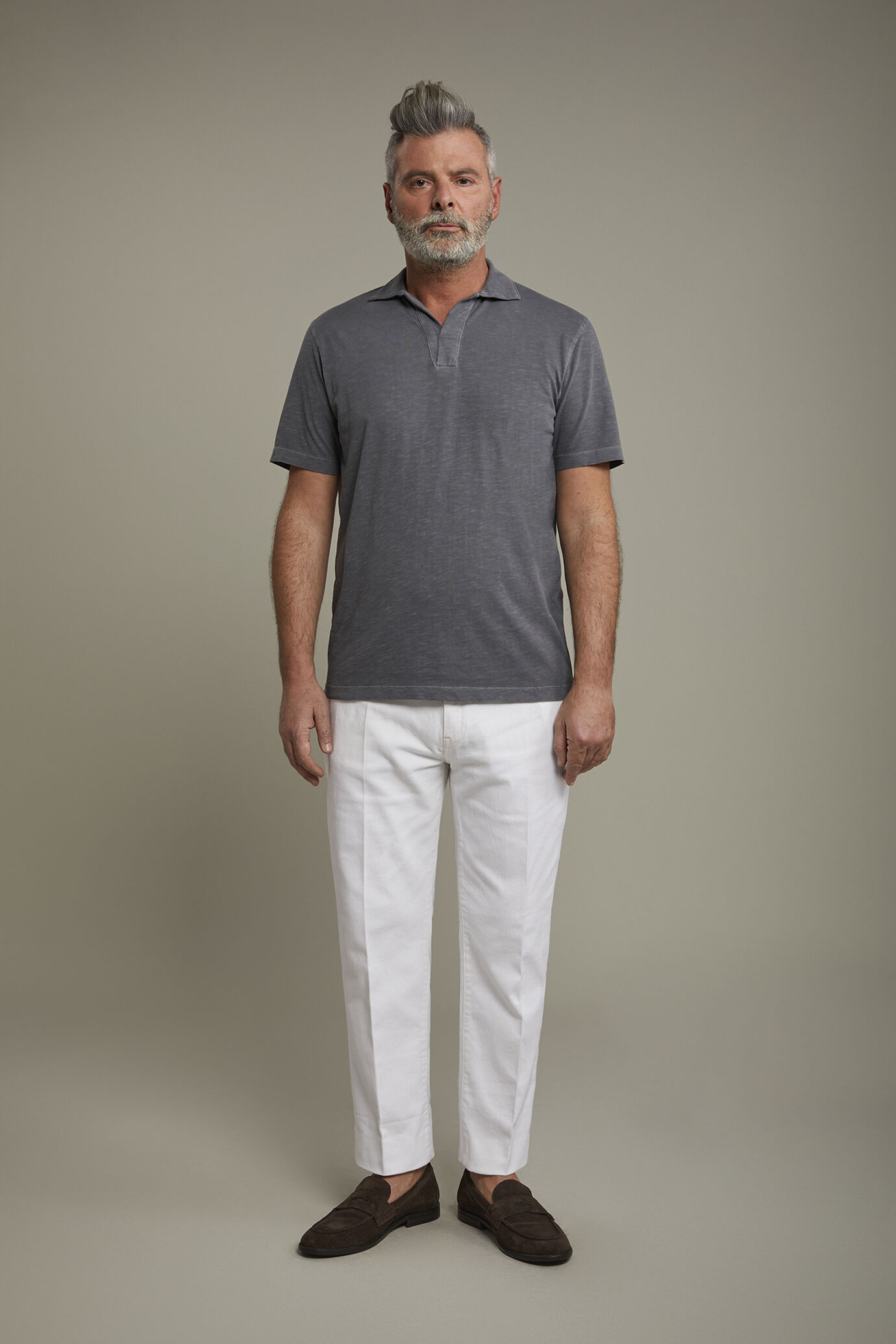 Pantalone uomo 5 tasche tessuto in cotone costruzione twill elasticizzato regular fit image number 2