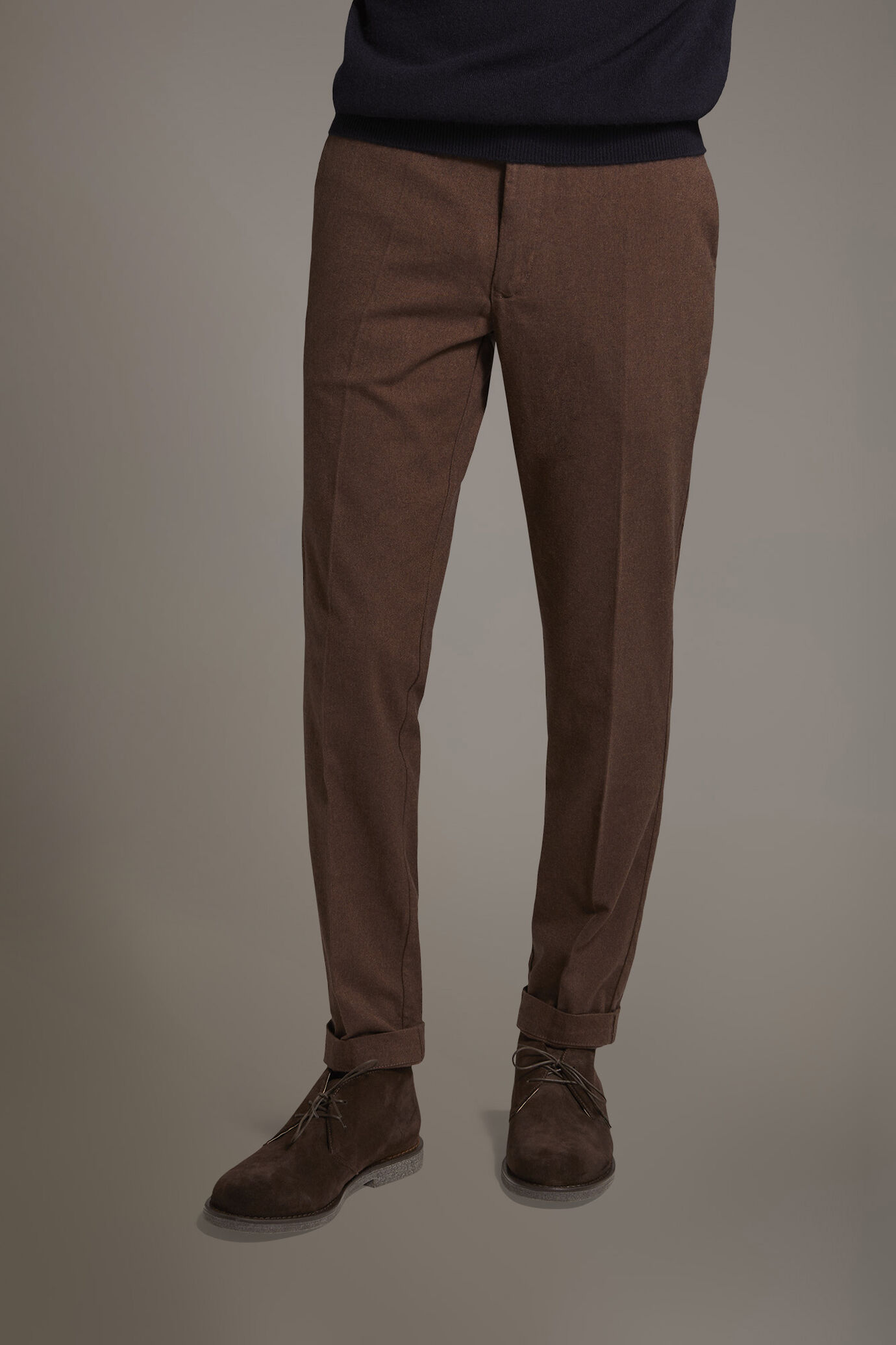 Pantalone chino regular fit tessuto tinto filo melange twill image number 2
