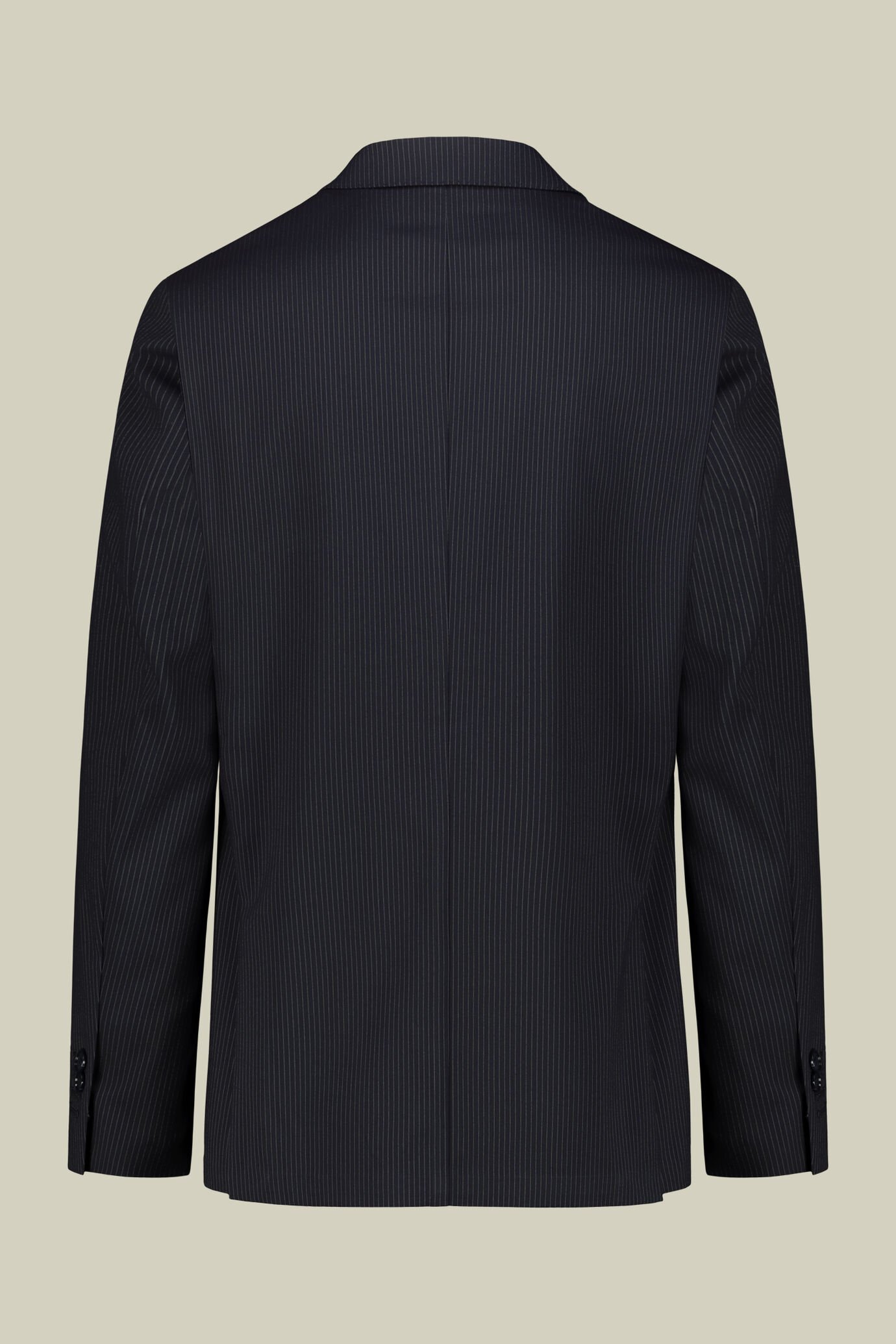 Single-breasted men's suit with flat front trousers in a pinstripe fabric image number 5