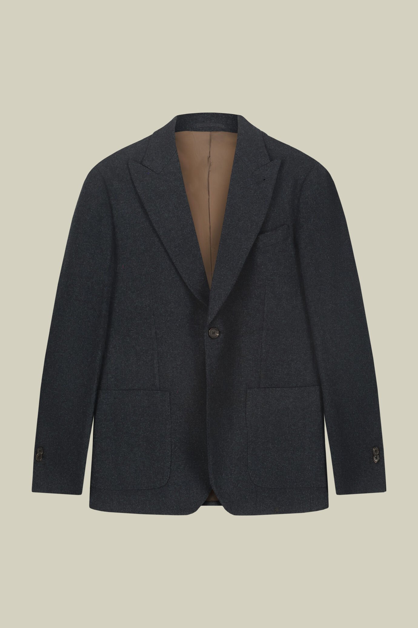 Giacca uomo monopetto misto lana e disegno Herringbone regular fit