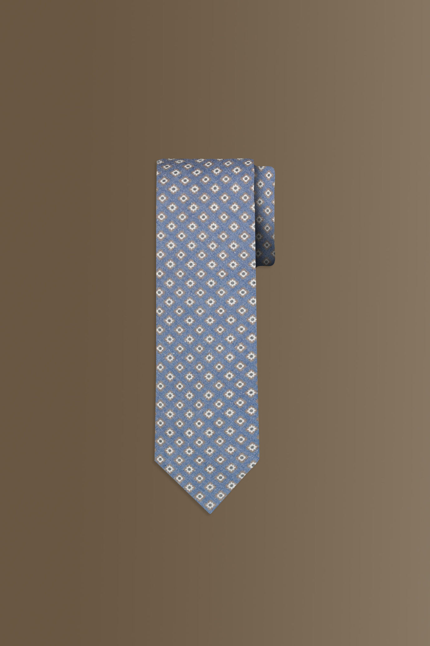 Linen blend tie fancy design image number 0