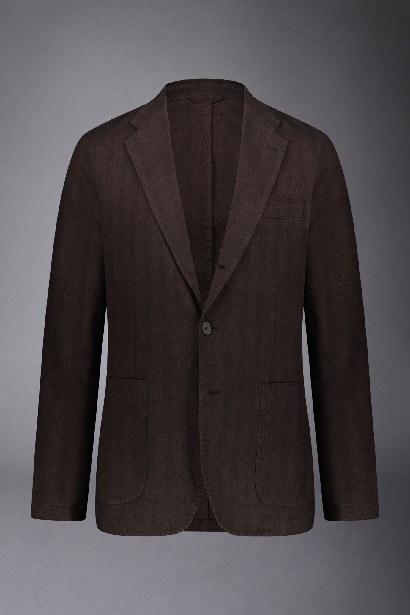 Men's single-breasted jacket in washed fabric with herringbone design regular fit image number 5