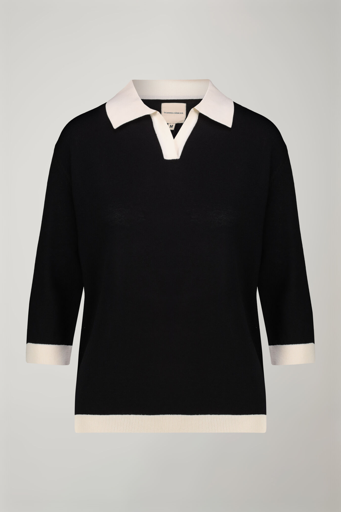 Polo donna in maglia con manica tre quarti regular fit image number 4