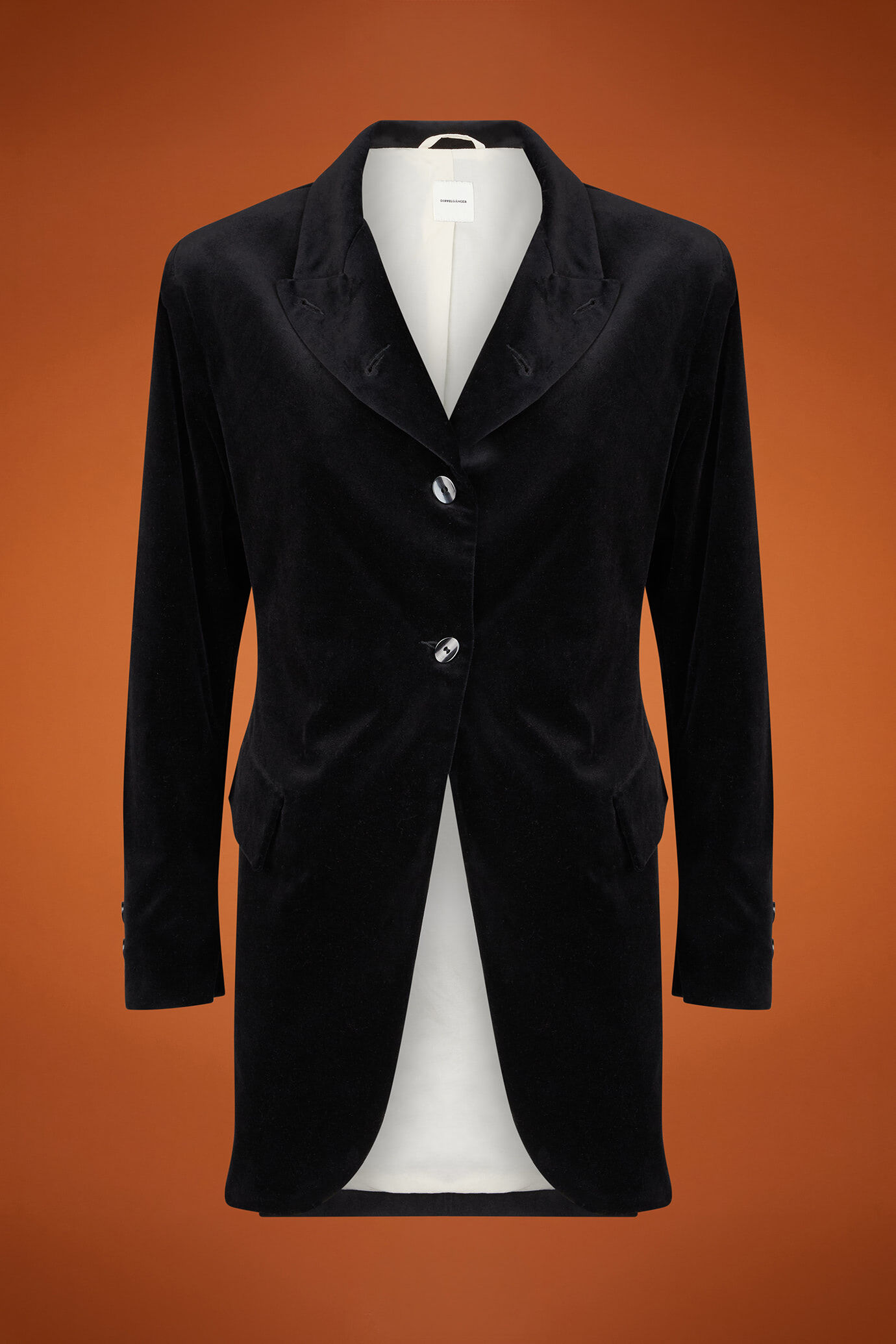 Giacca donna in velluto liscio e bottoni gioiello slim fit