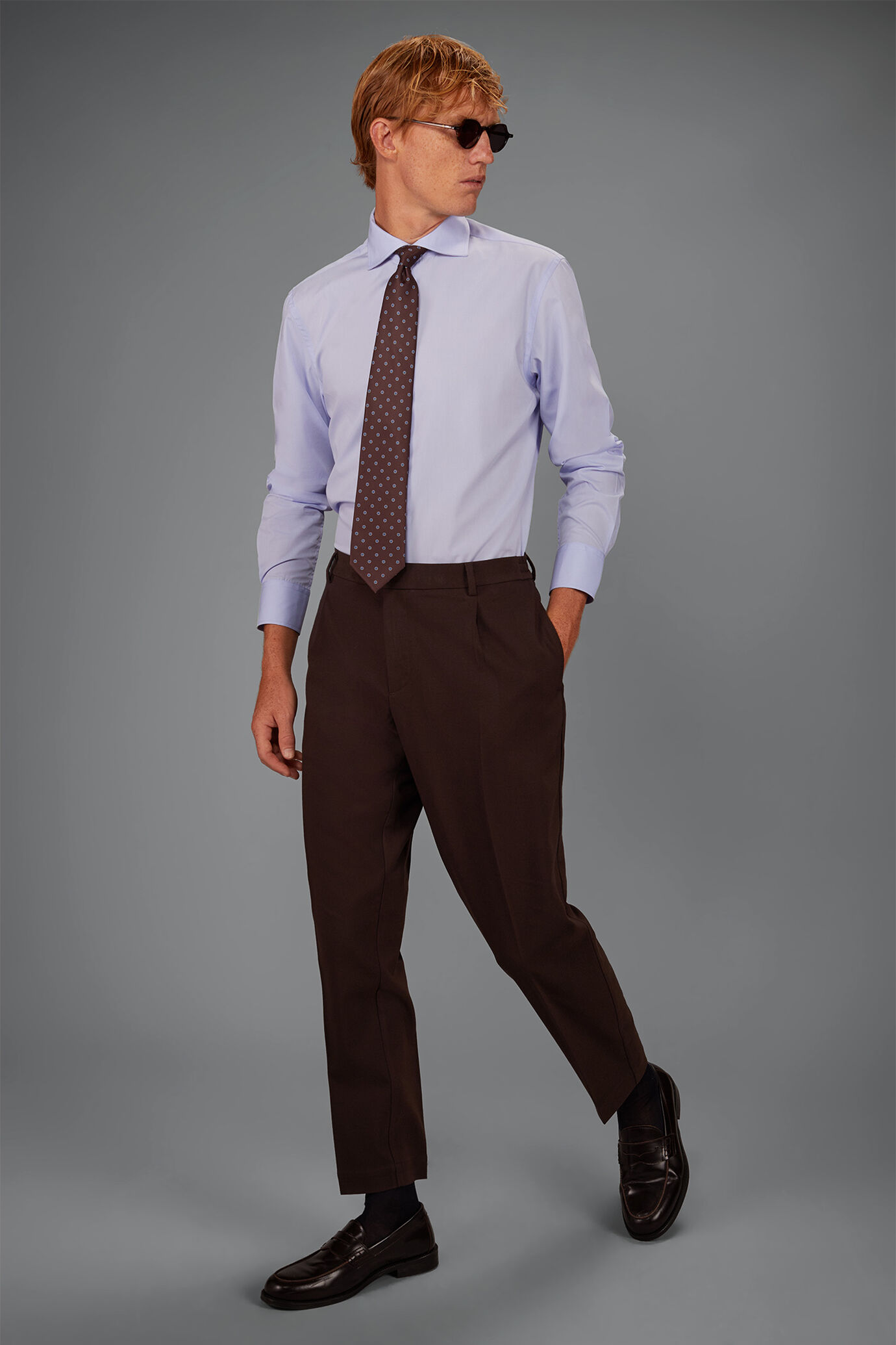 Camicia classica collo francese uomo tinta unita image number 0