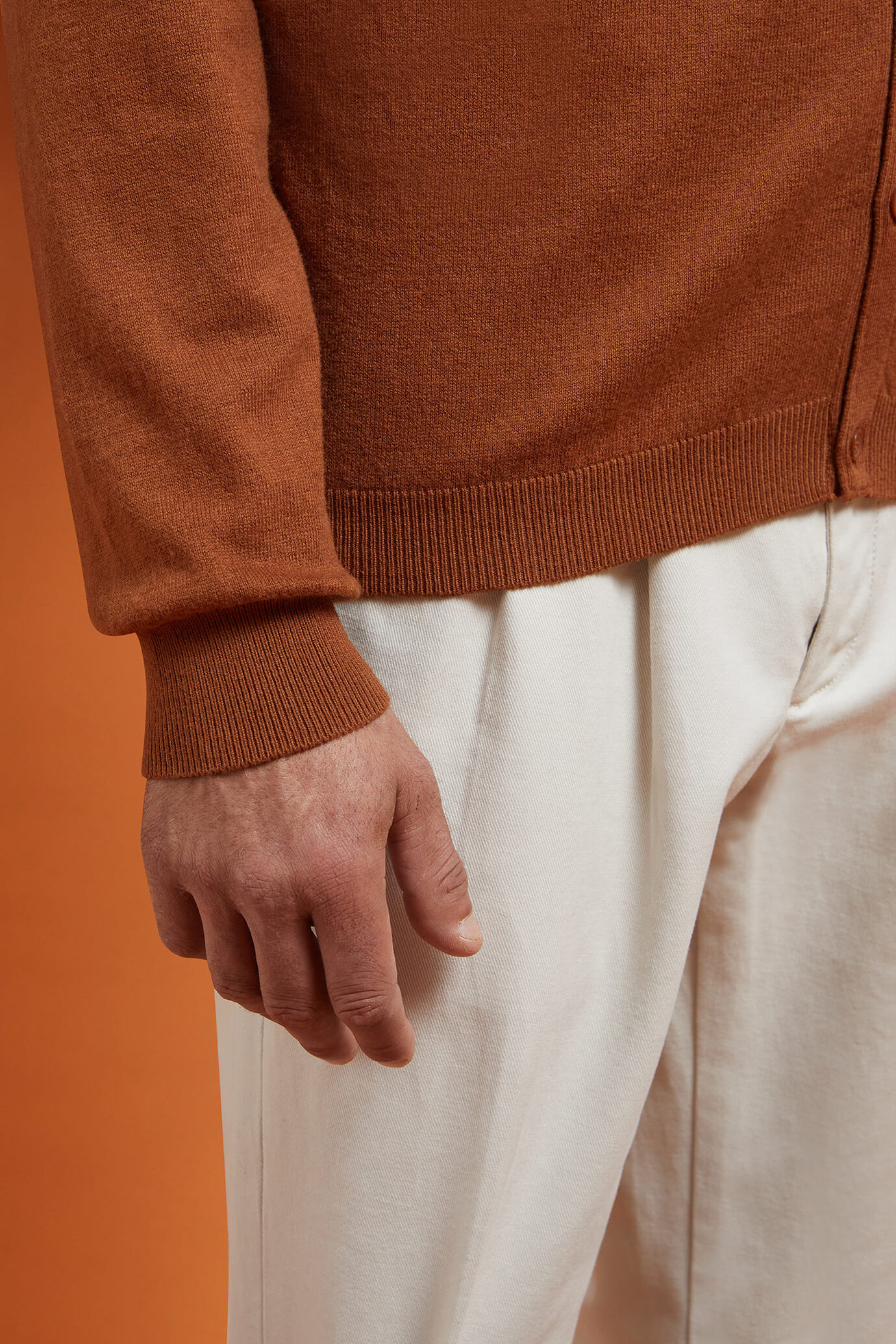 Herren-Strickjacke mit V-Ausschnitt aus Wolle und Baumwolle in normaler Passform image number 1