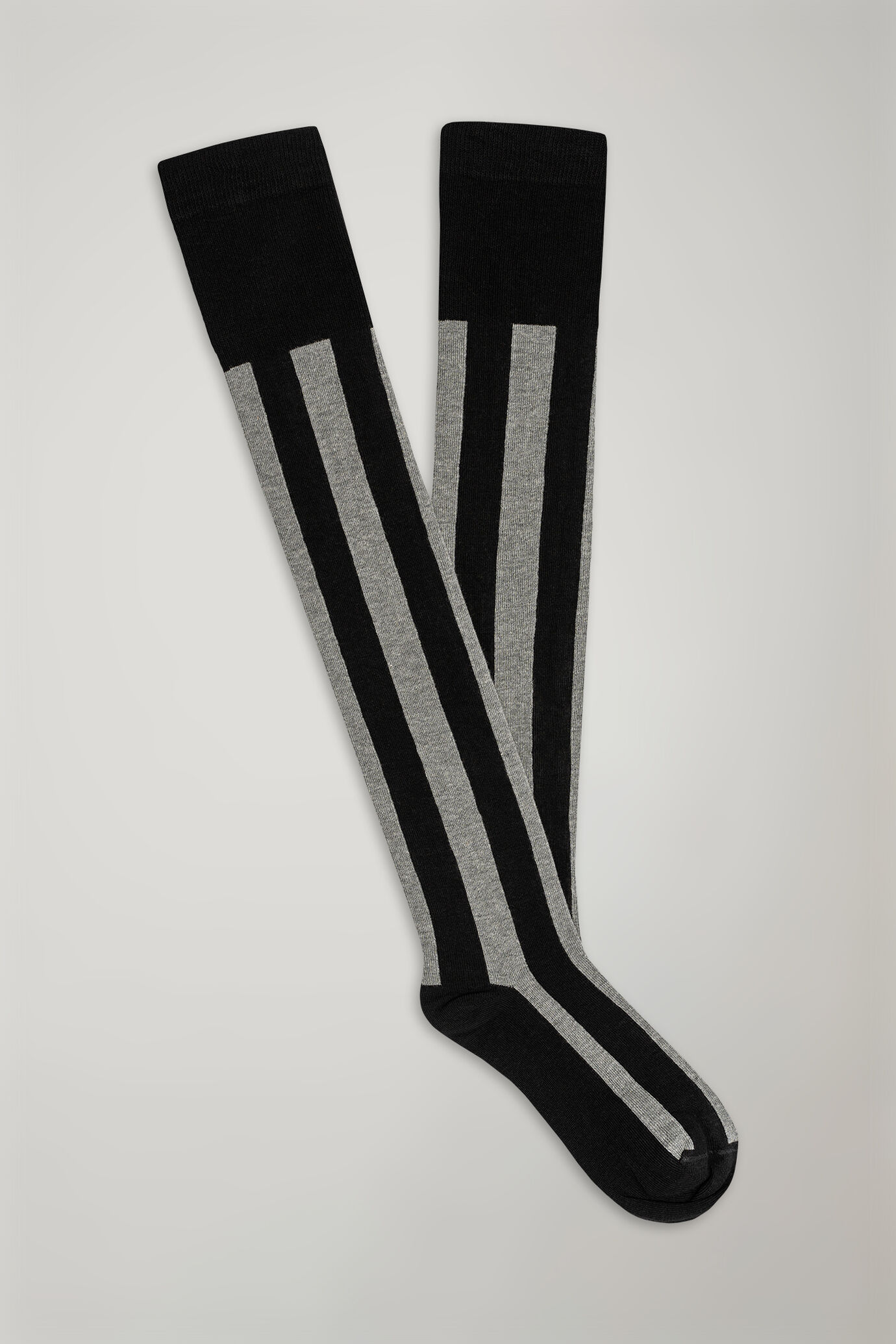Calza parigina donna made in Italy in misto cotone in maglia a righe image number 0