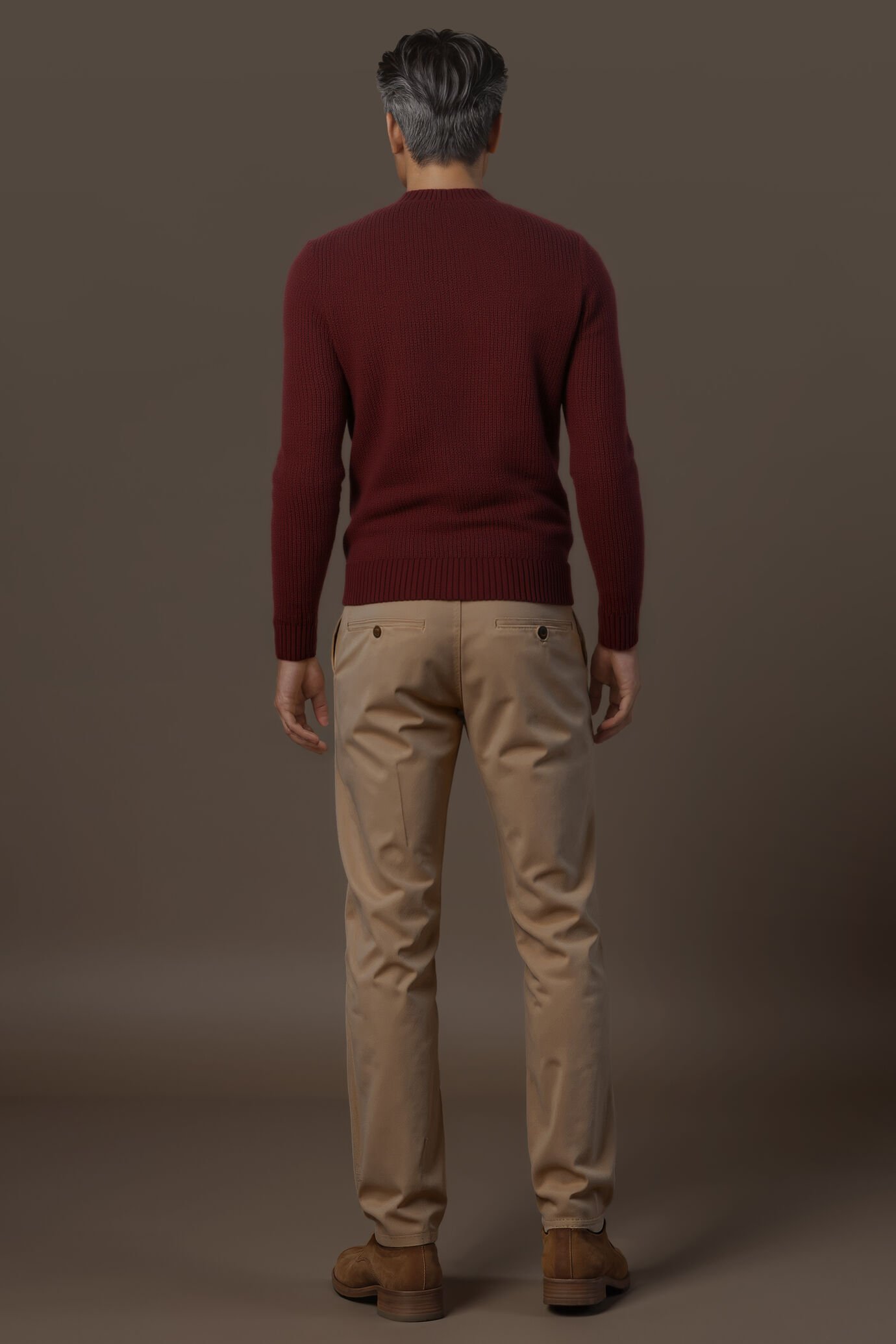 Men's round neck ribbed knit regular fit image number 1