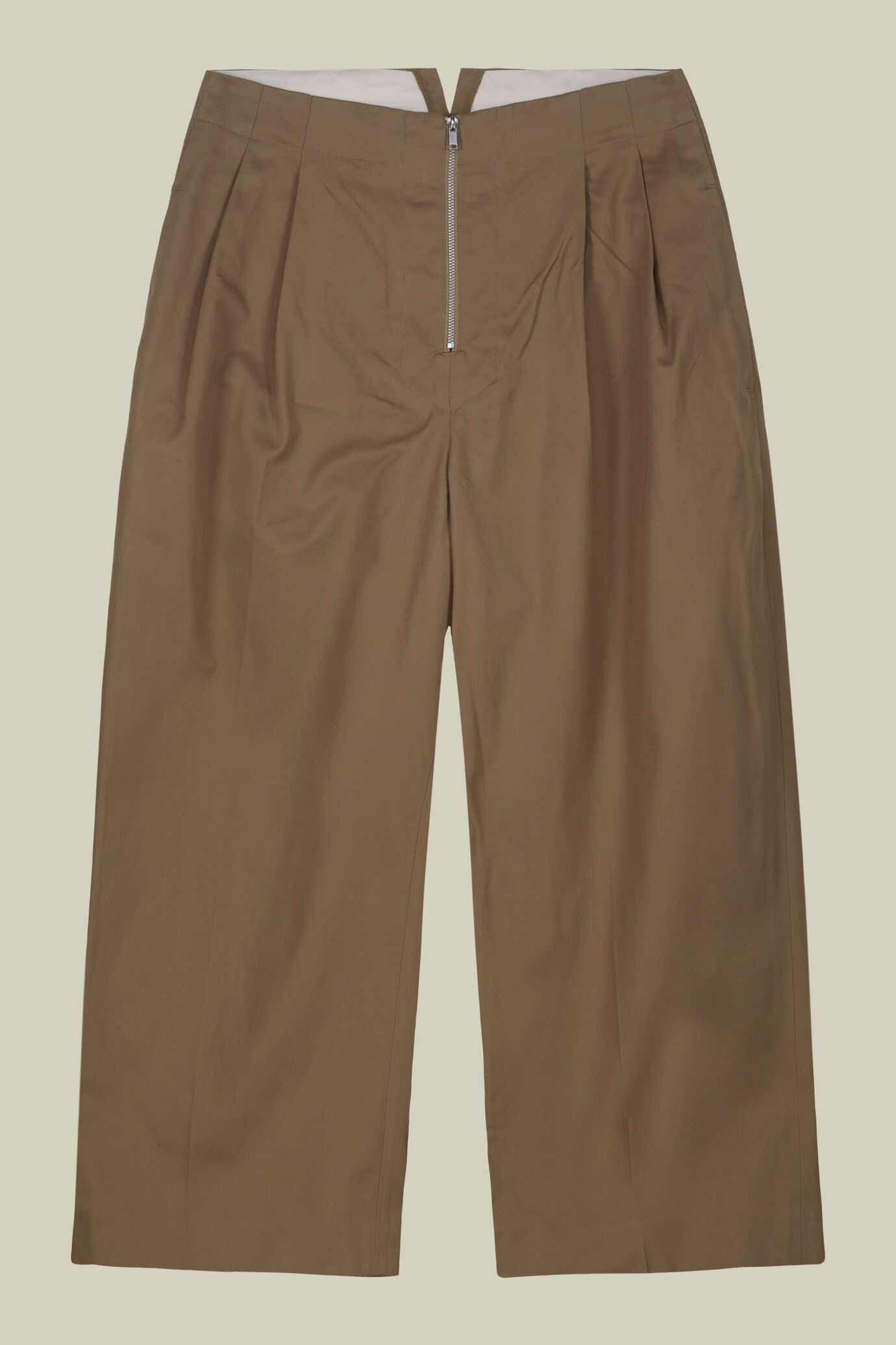 Women's carrot trousers, wide waist with visible zip, 100% cotton image number 5