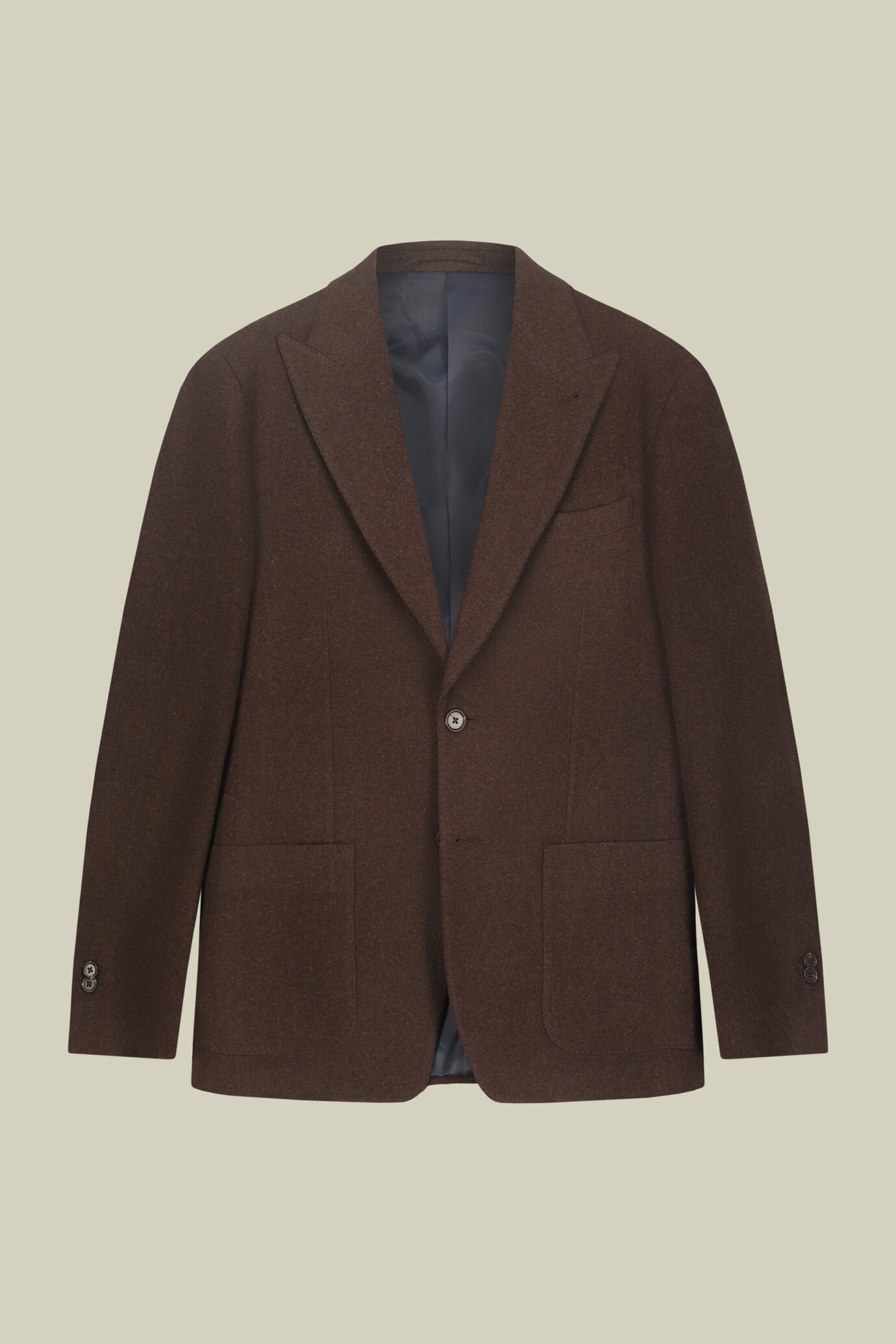 Veste homme simple boutonnage en laine mélangée et motif Herringbone coupe regular fit