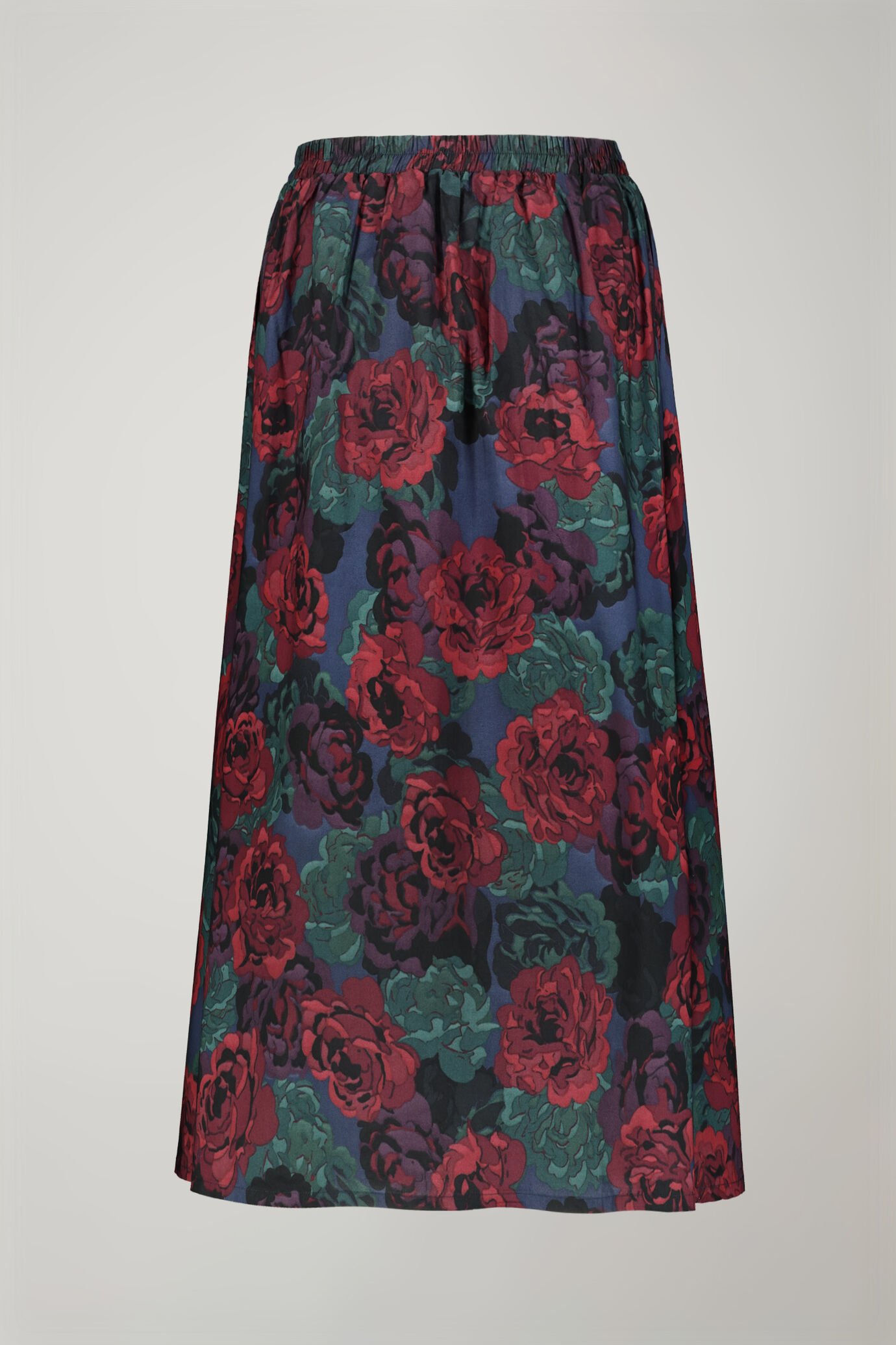 Gonna donna 100% cotone svasata con elastico in vita disegno floreale regular fit image number 5