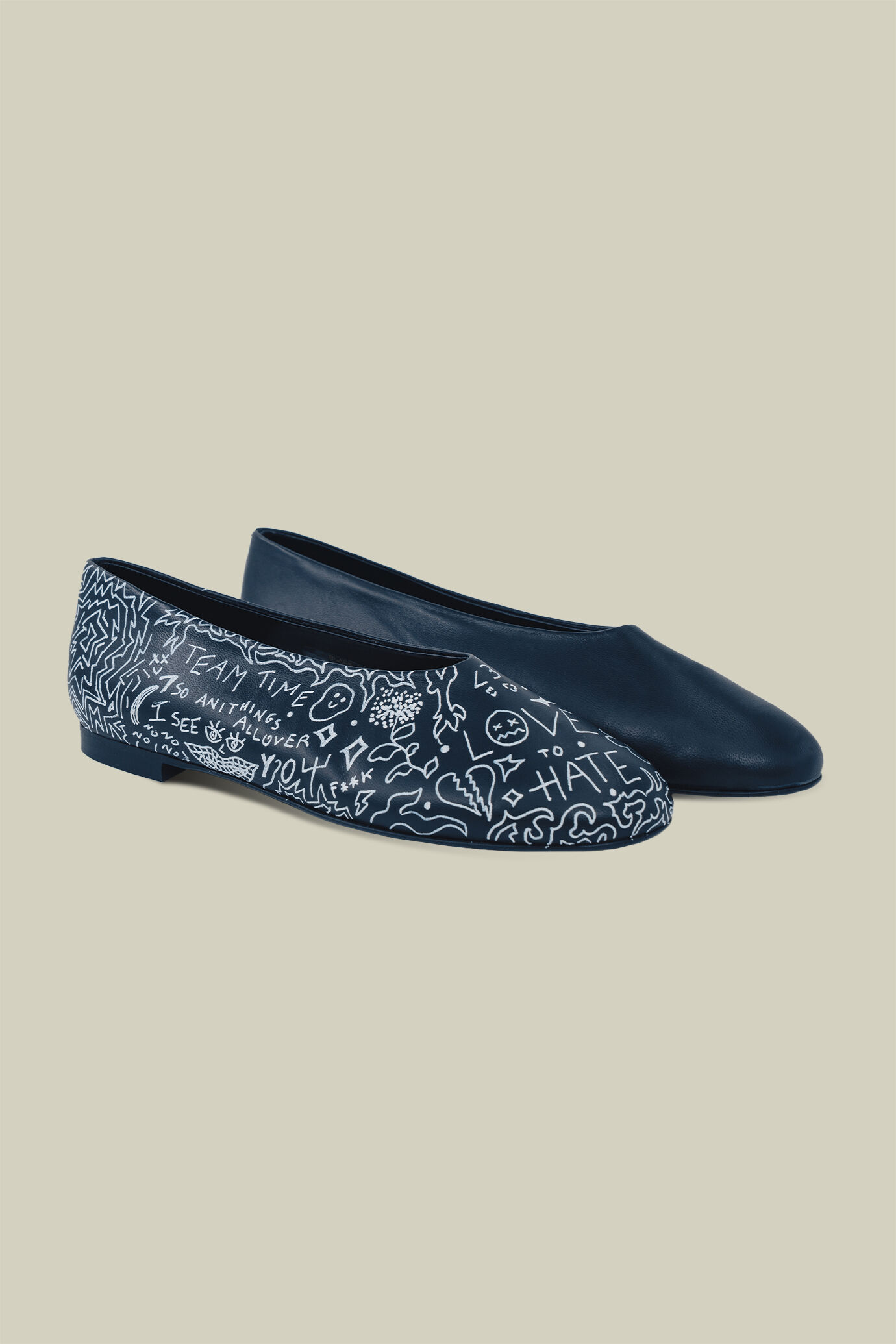 Damen-Ballerinas 100 % Leder handbemalt "Imperfection” Limitierte Edition image number 1