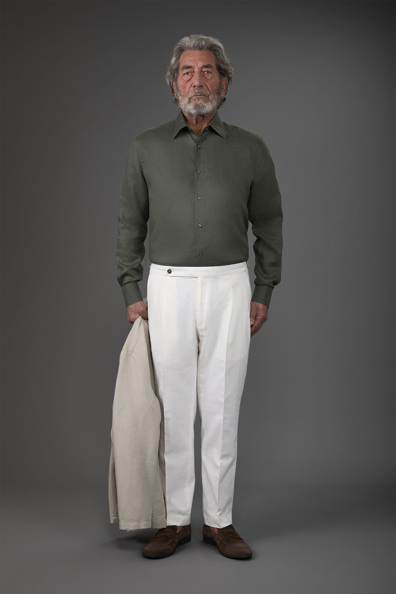 Men's casual shirt with classic collar, 100% linen image number 2