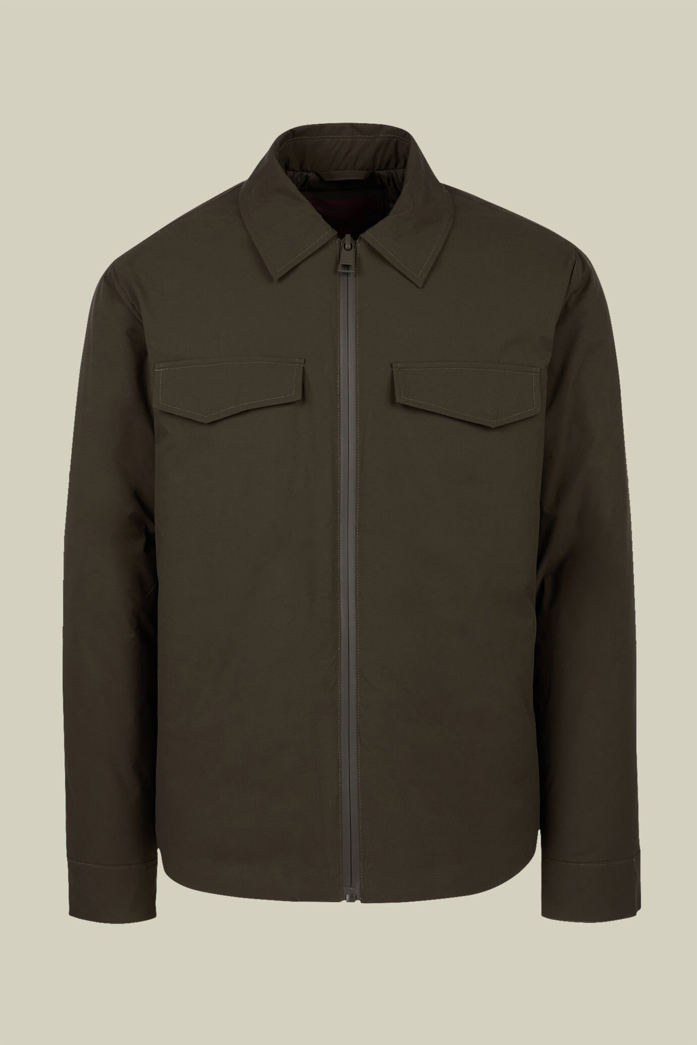 Giacca imbottita uomo in tessuto tecnico stretch con collo camicia regular fit image number 0