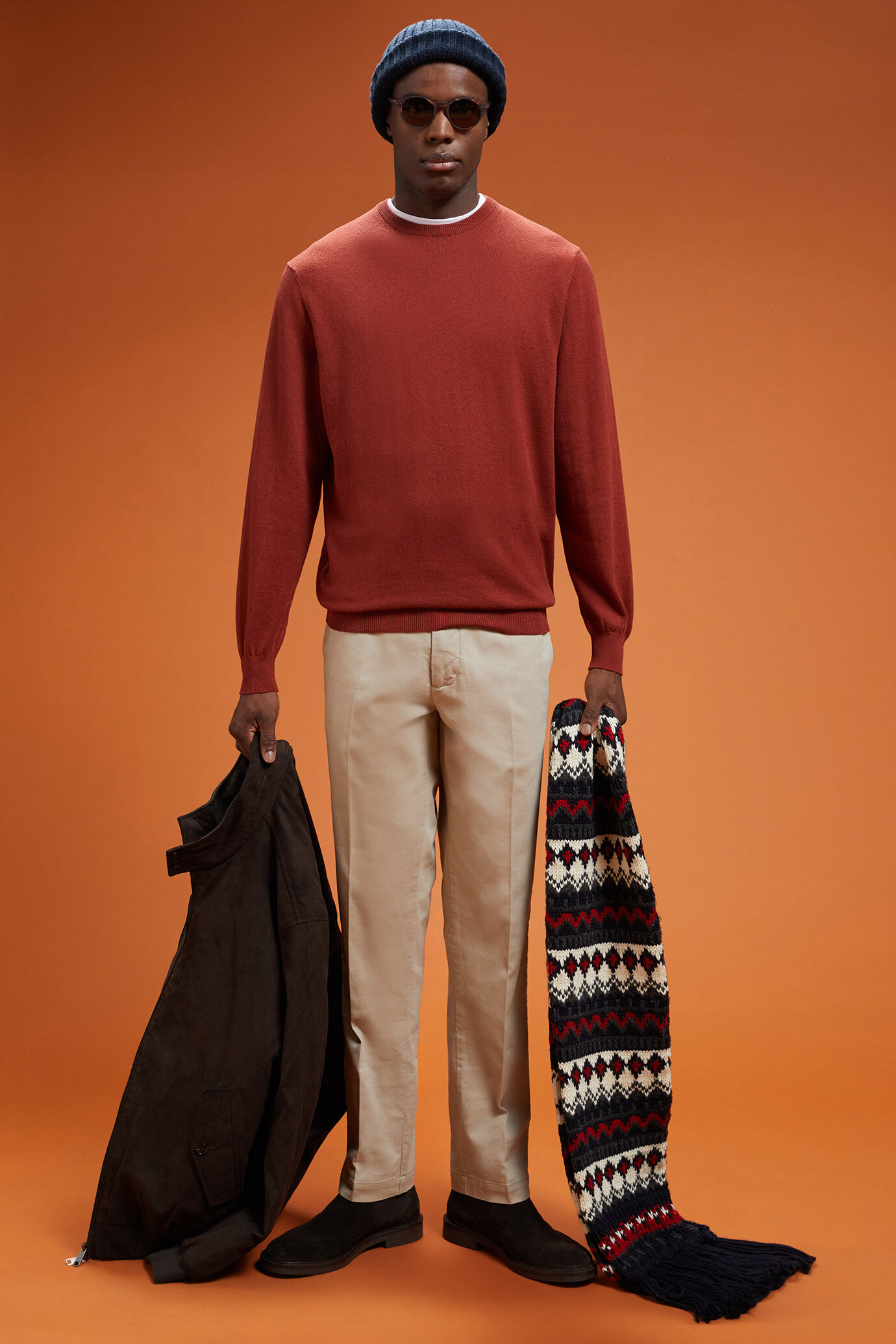 Herren-Pullover mit Rundhalsausschnitt aus Baumwolle in normaler Passform image number 1