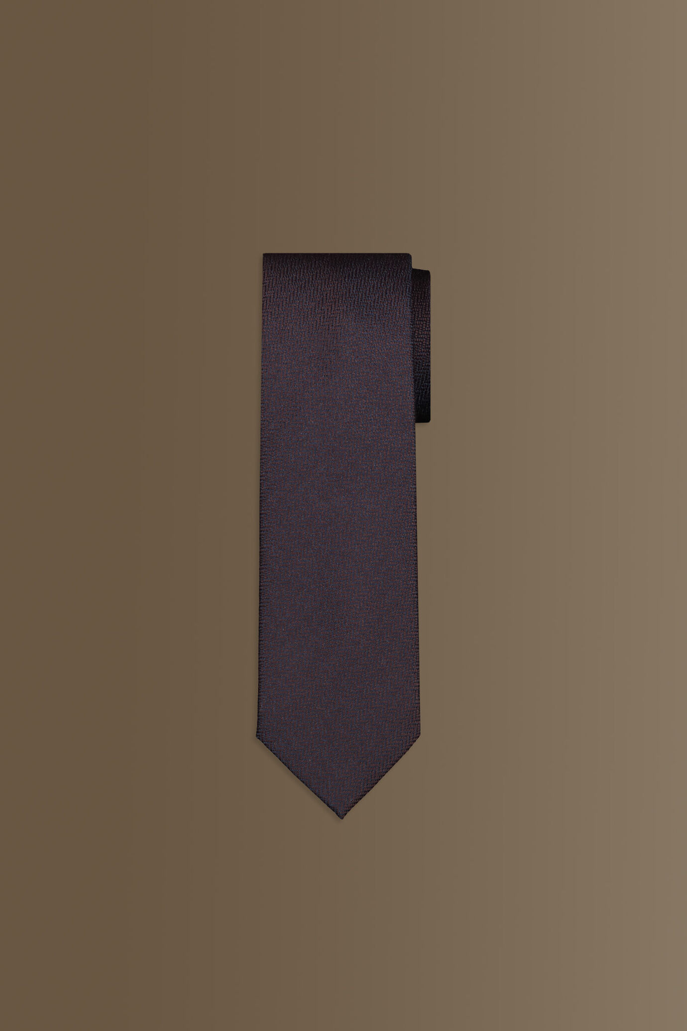 Cravatta uomo misto bamboo brown tessuto spigato image number 0