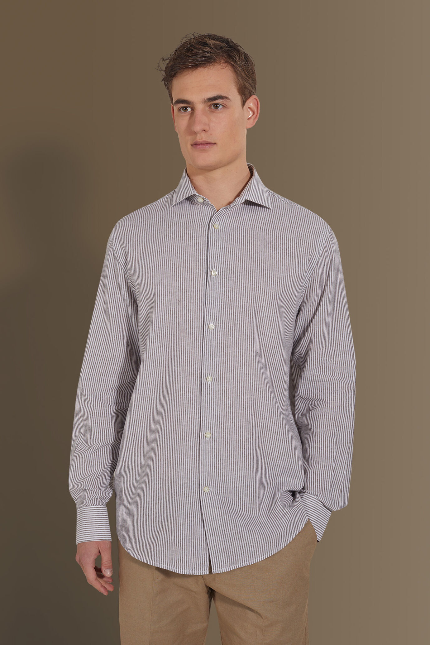 CASAMODA Camicia Casual Uomo A Righe - Maniche Lunghe - Puro Cotone Con Taschino - 5
