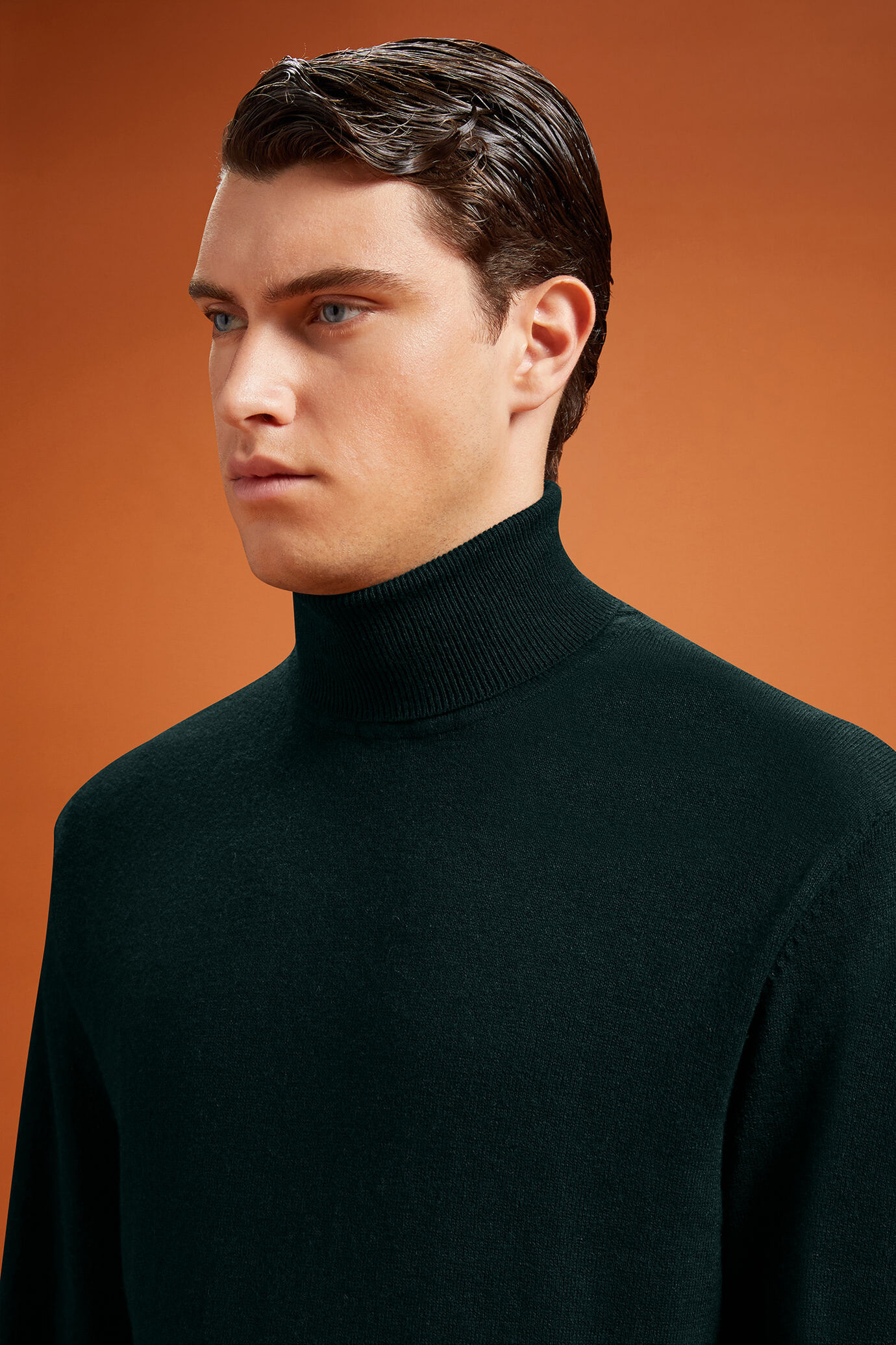 Herren-Pullover mit hohem Ausschnitt aus Baumwolle in normaler Passform image number 3