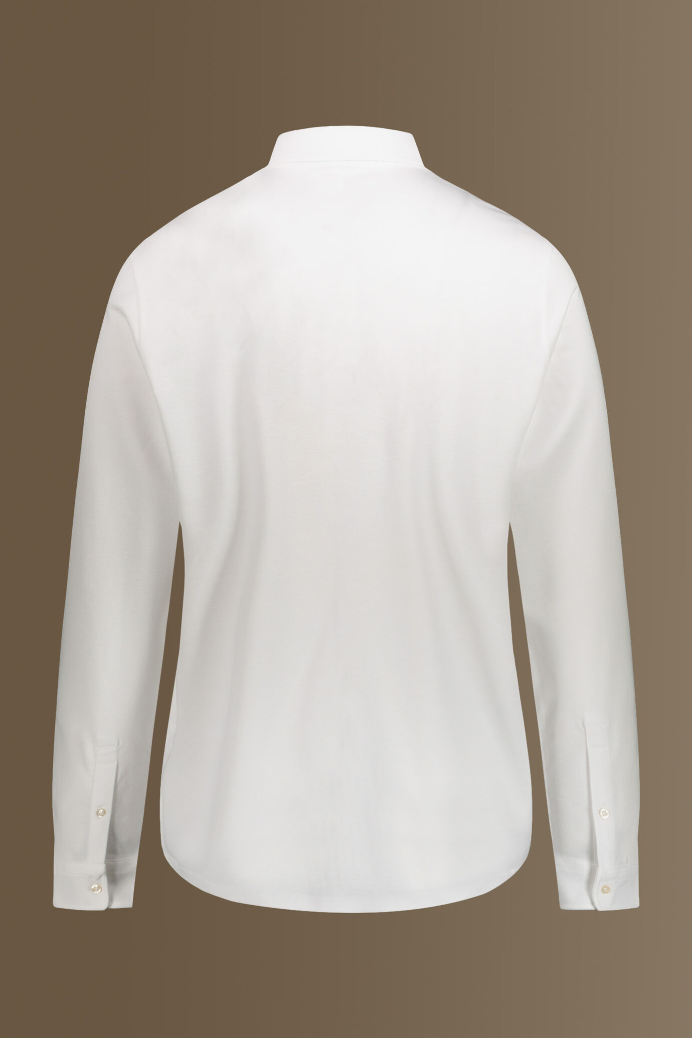 Polo camicia manica lunga uomo 100% cotone piquet tinta unita image number 1