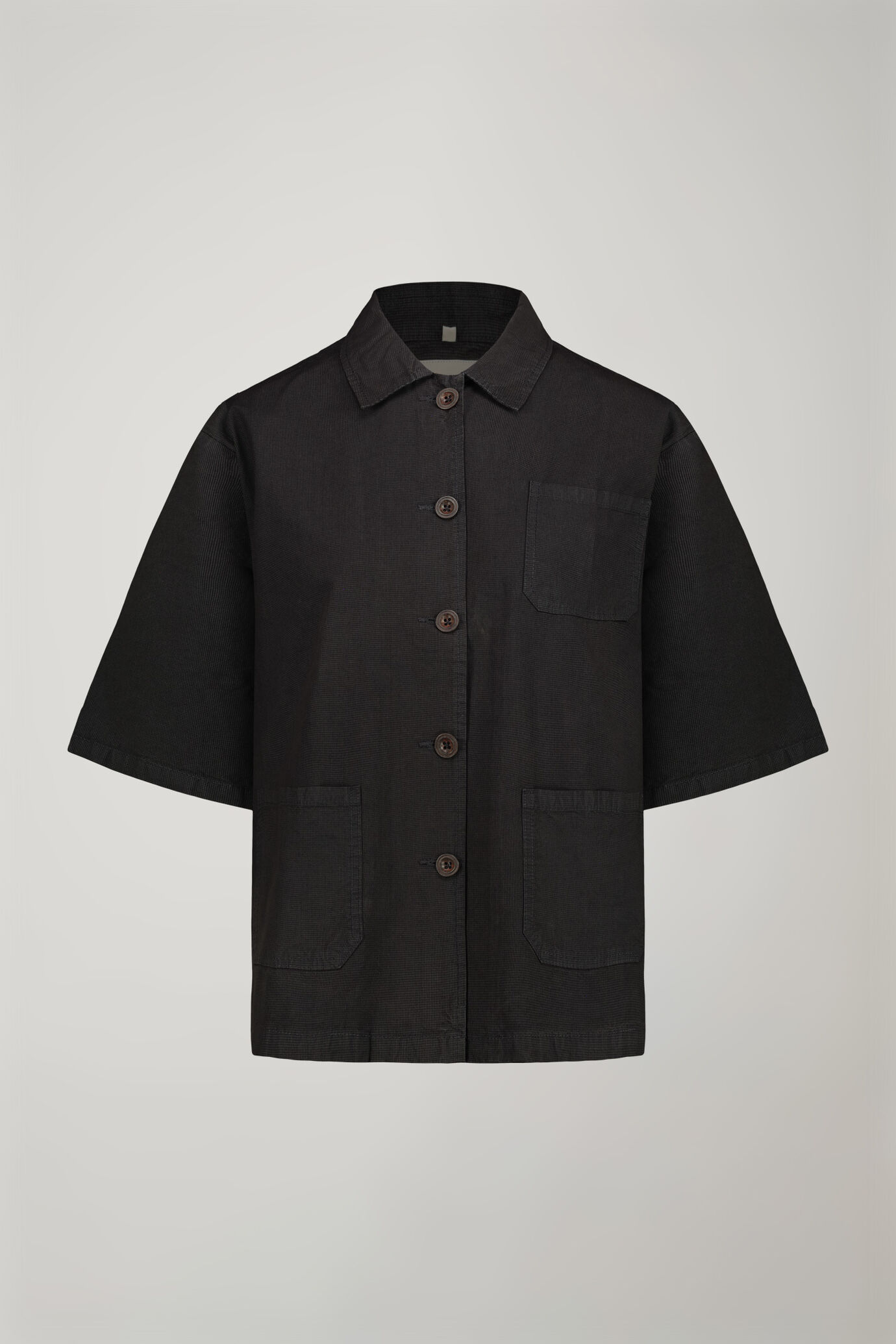 Veste femme à col chemise et motif à microcarreaux en 100 % coton coupe régulière image number 4