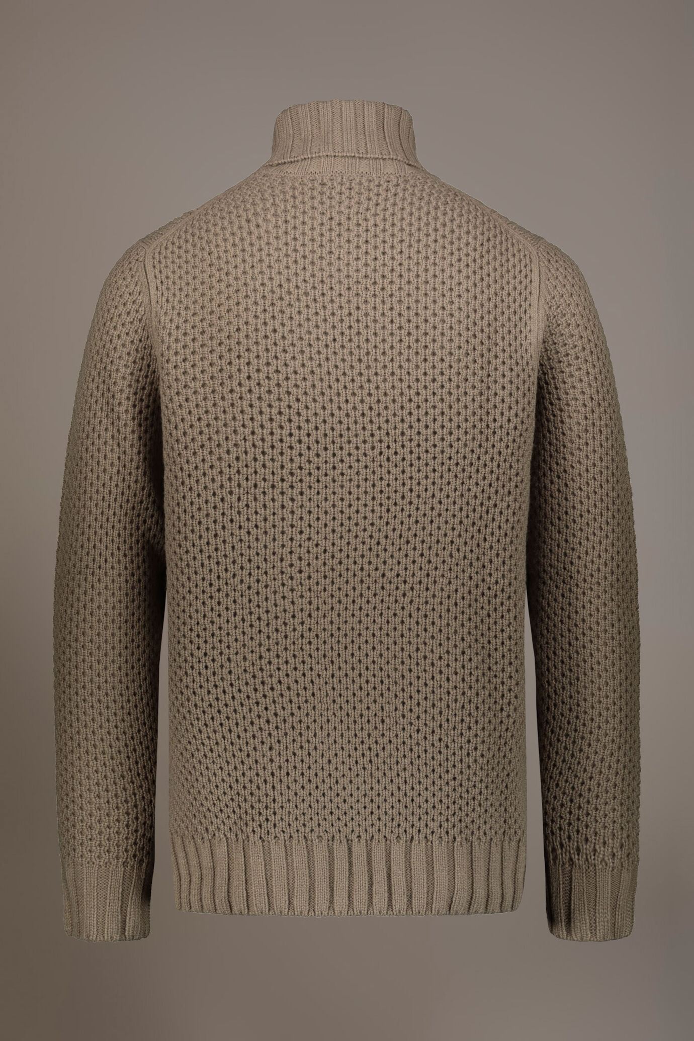 Wool blend turtleneck sweater with honeycomb heavy knitting image number 5