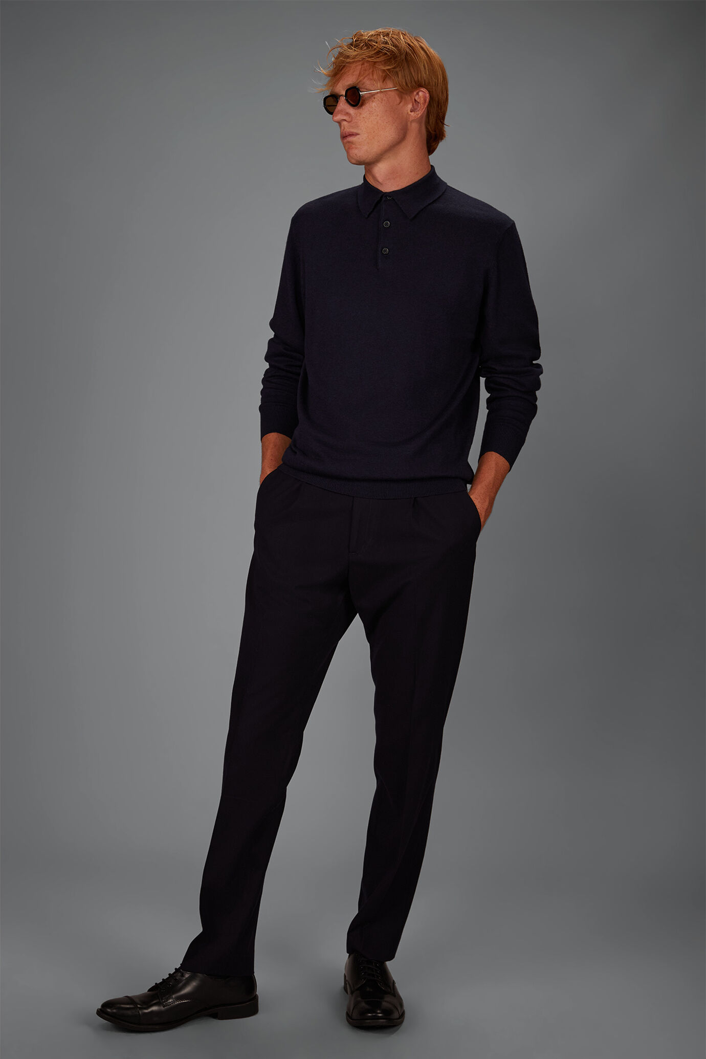 Polo uomo in maglia misto lana e cotone regular fit image number 0