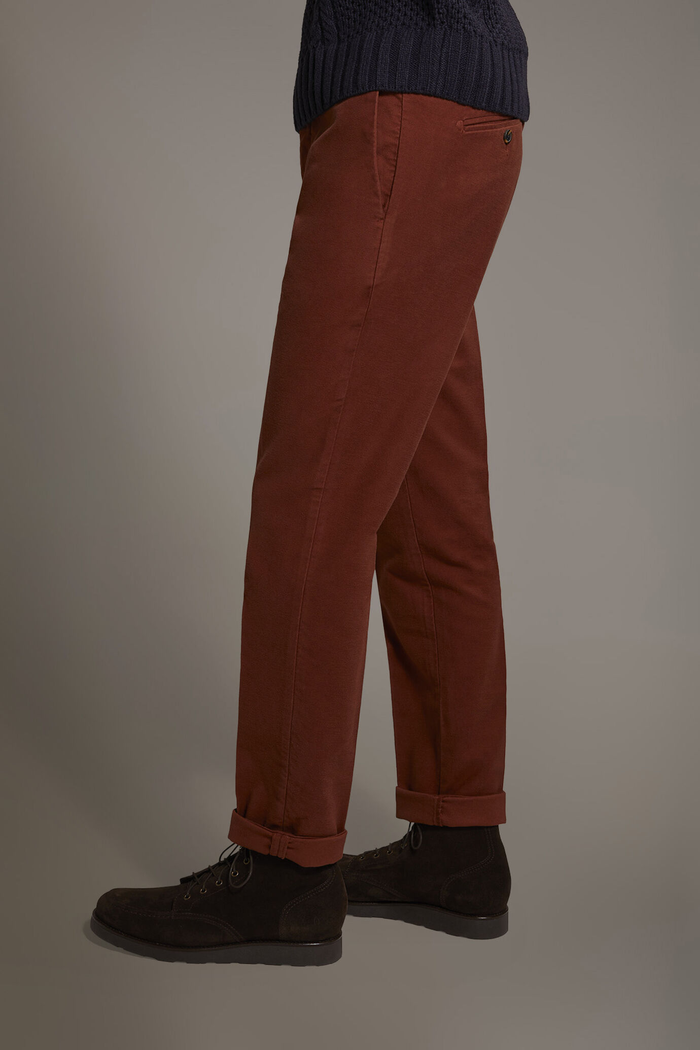 Regular fit chino trousers in moleskin fabric image number 3