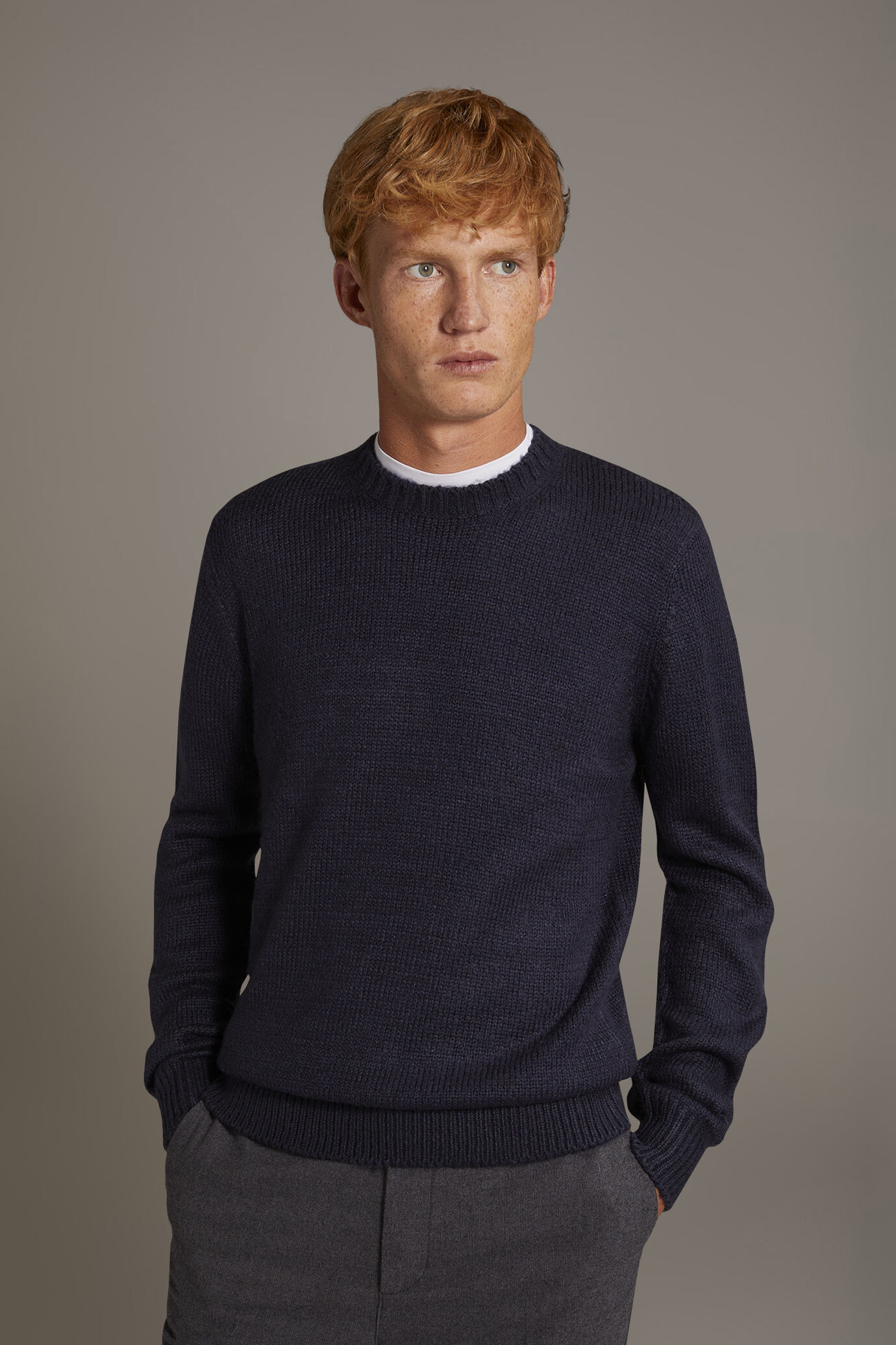 Round neck wool blend sweater image number 1