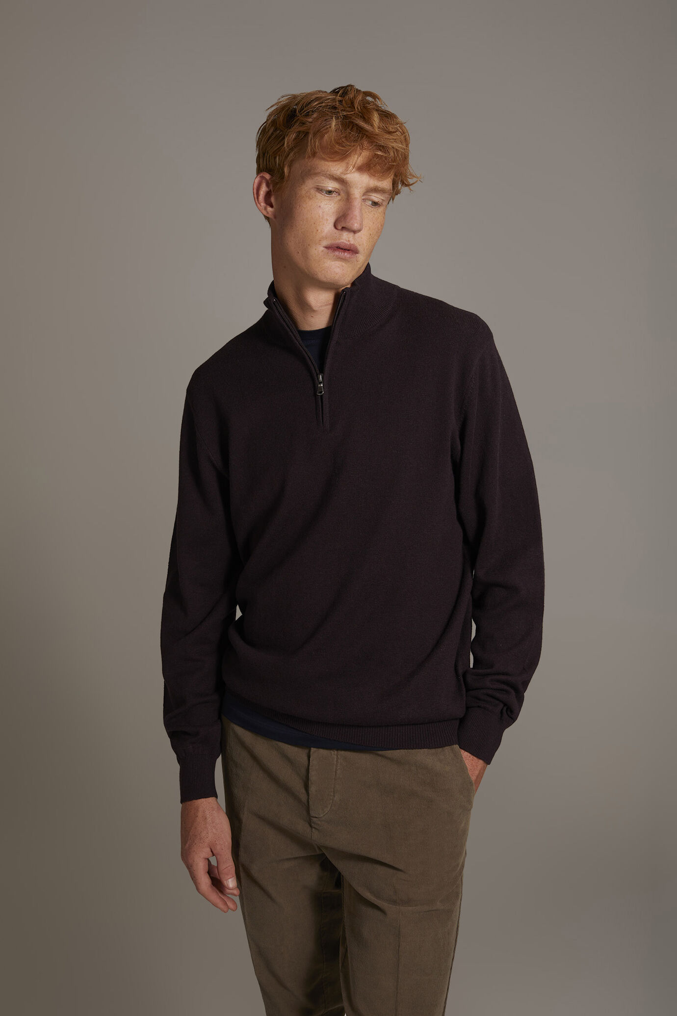 Wool blend Turtleneck sweater with zip image number 1