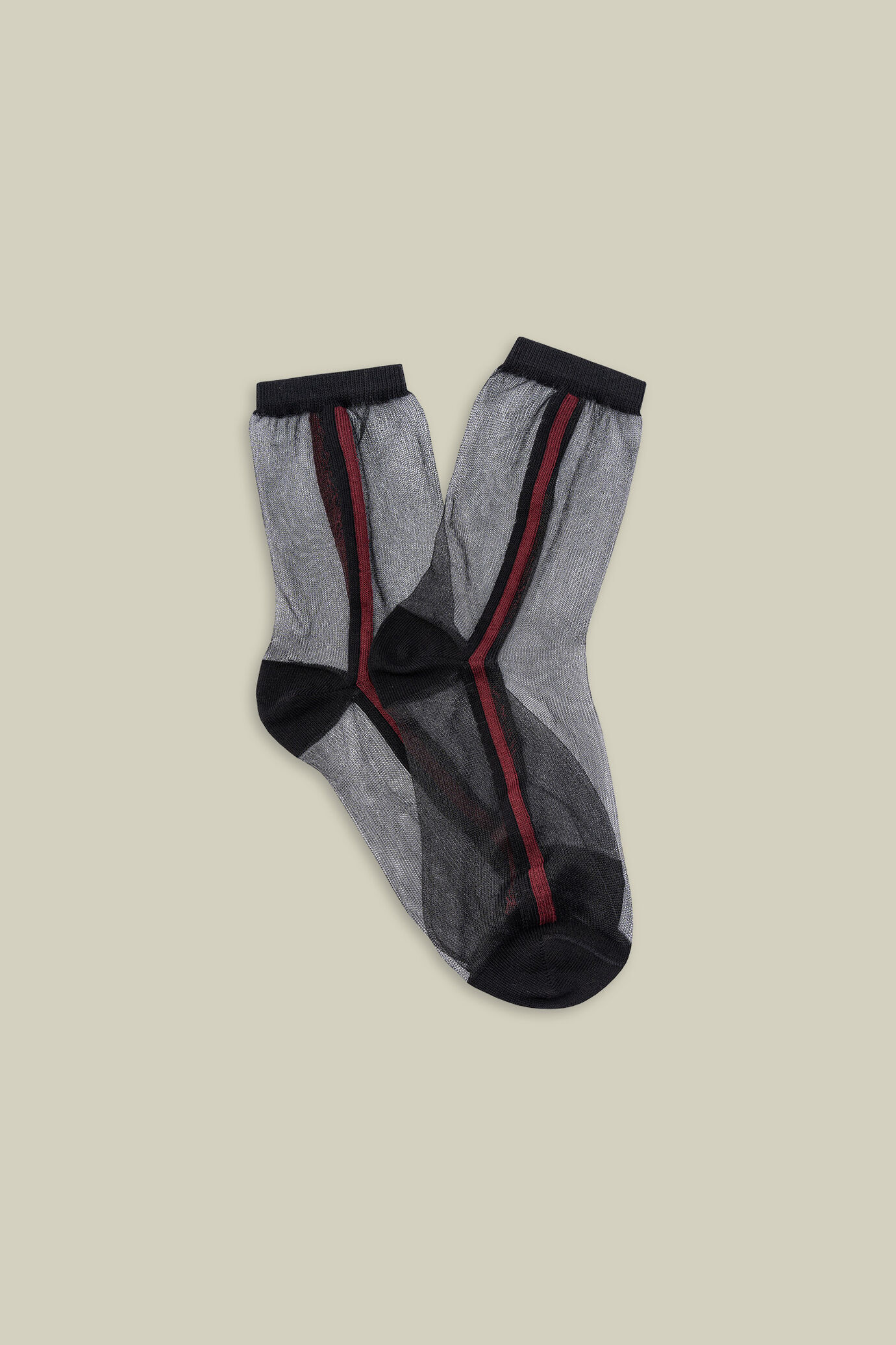 Calzini donna trasparenti con righe laterali image number 0