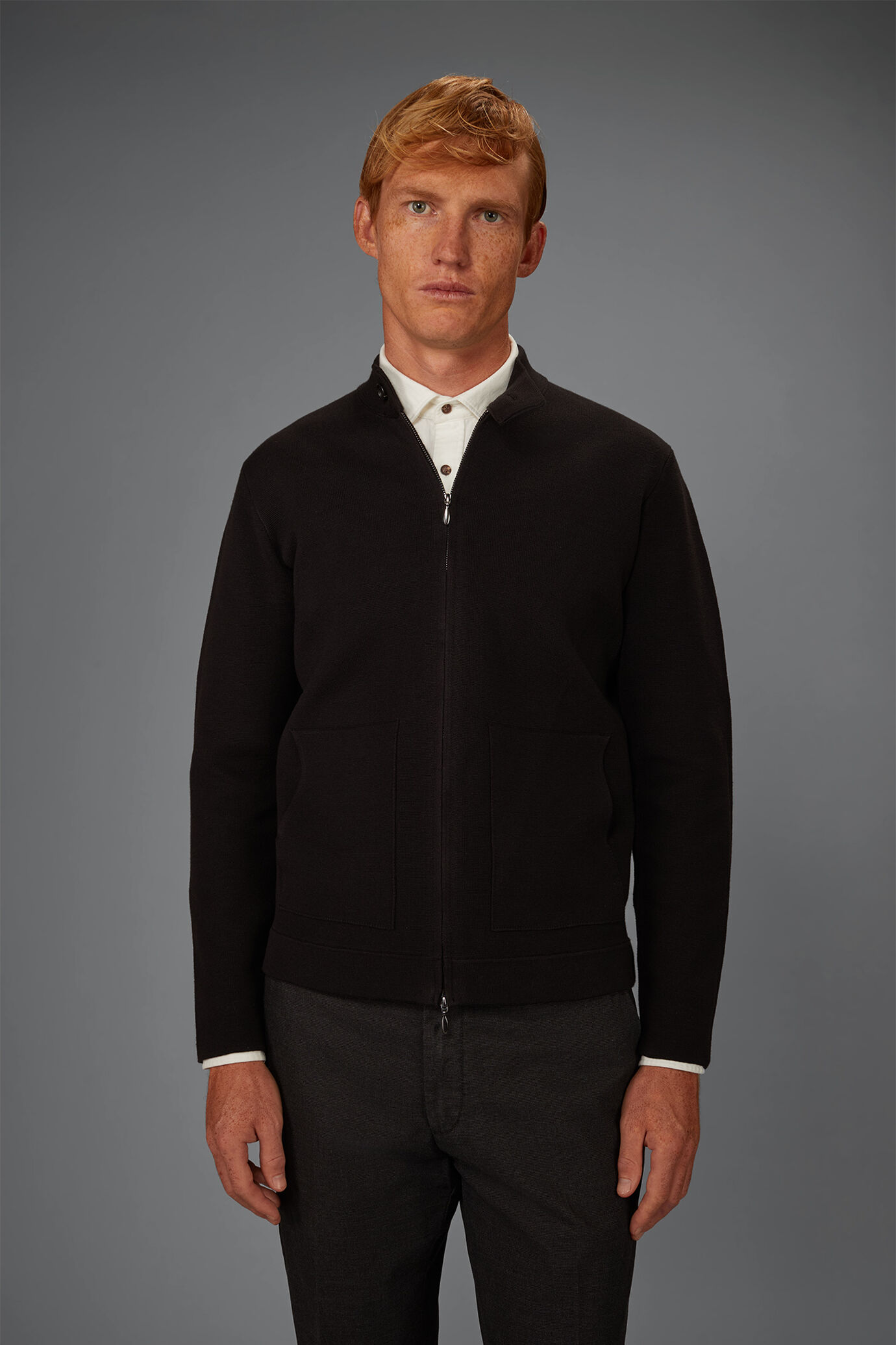 Herren-Strickjacke mit Rei&szlig;verschluss ungef&uuml;ttert aus 100% Baumwolle Regular Fit image number 1