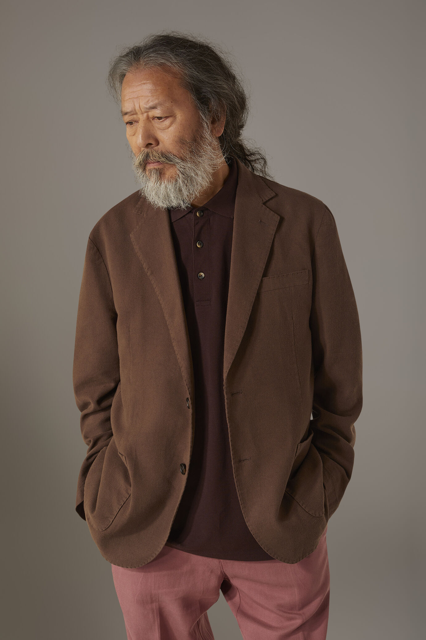 Single breasted  cotton linen jacket with patch pocket image number 0