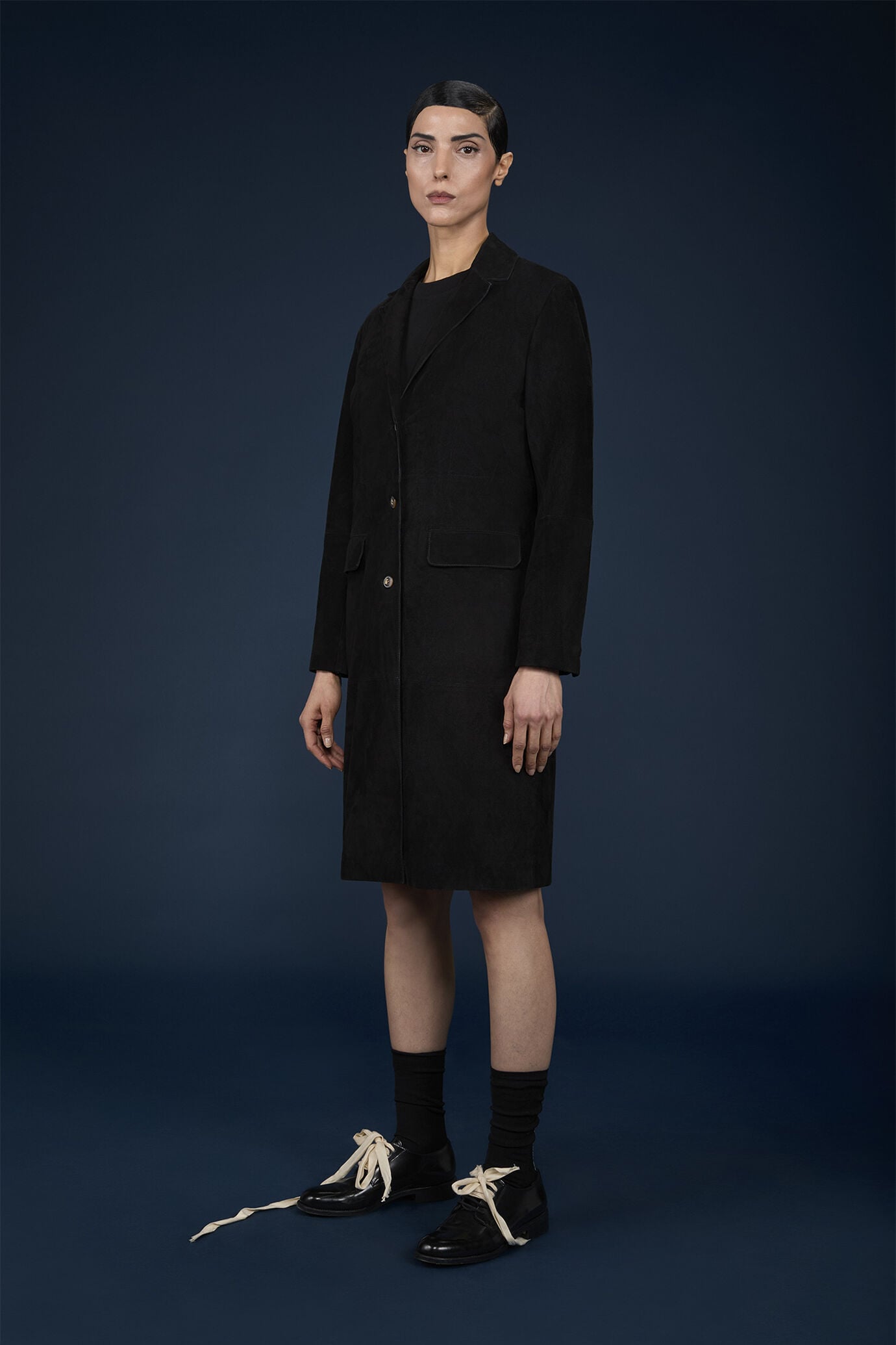 Cappotto donna 100% vera pelle scamosciata regular fit image number 2
