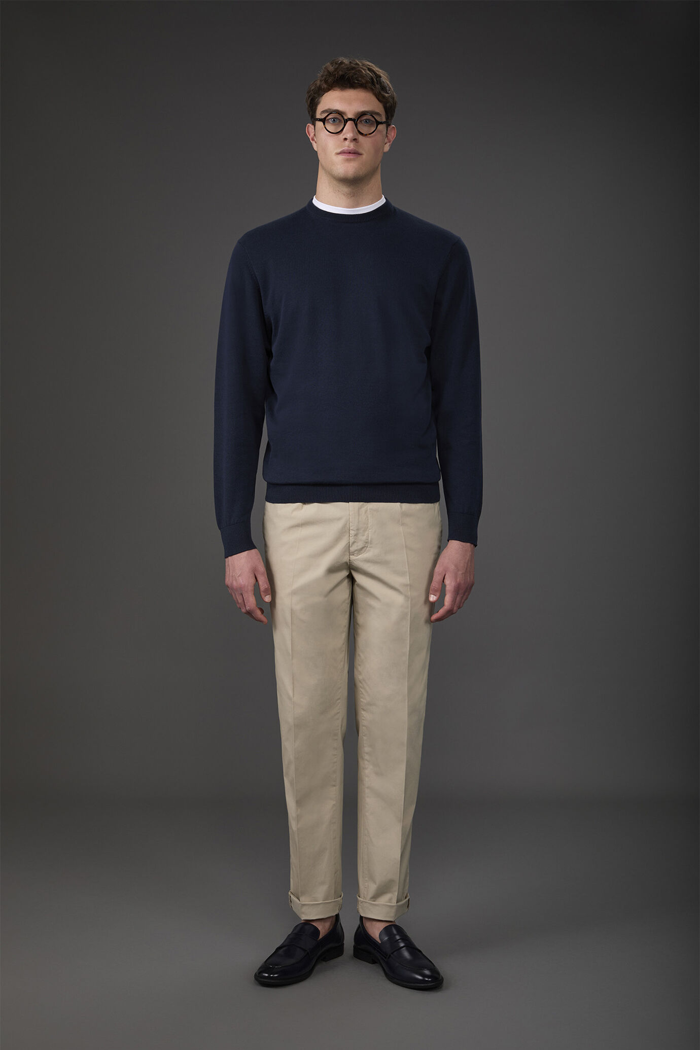 Pull col rond homme 100% coton bio-washed image number 0