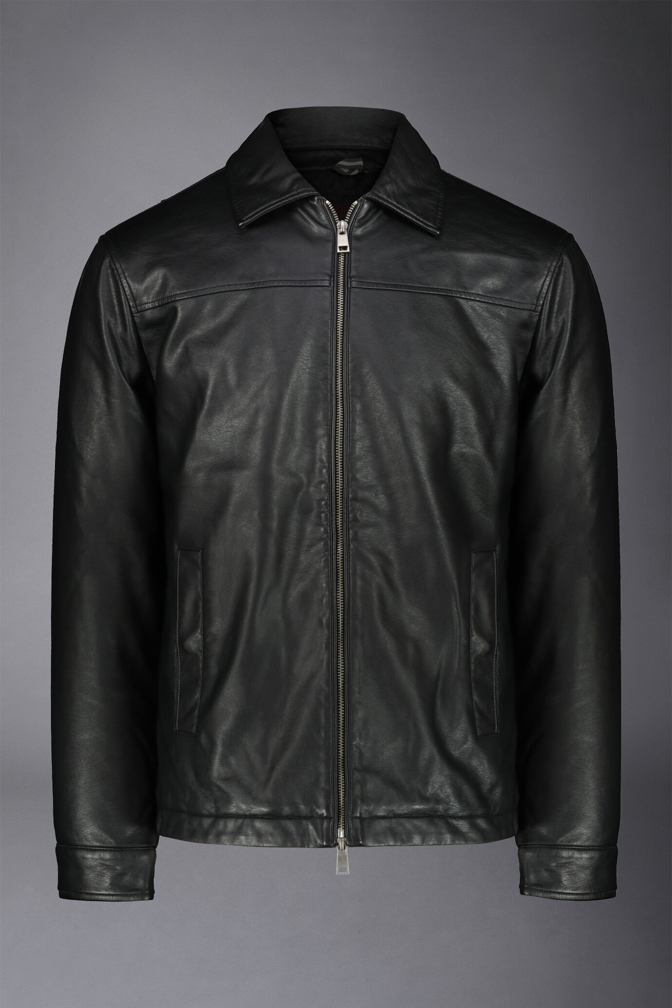 Giacca uomo in ecopelle con chiusura con zip comfort fit image number 4