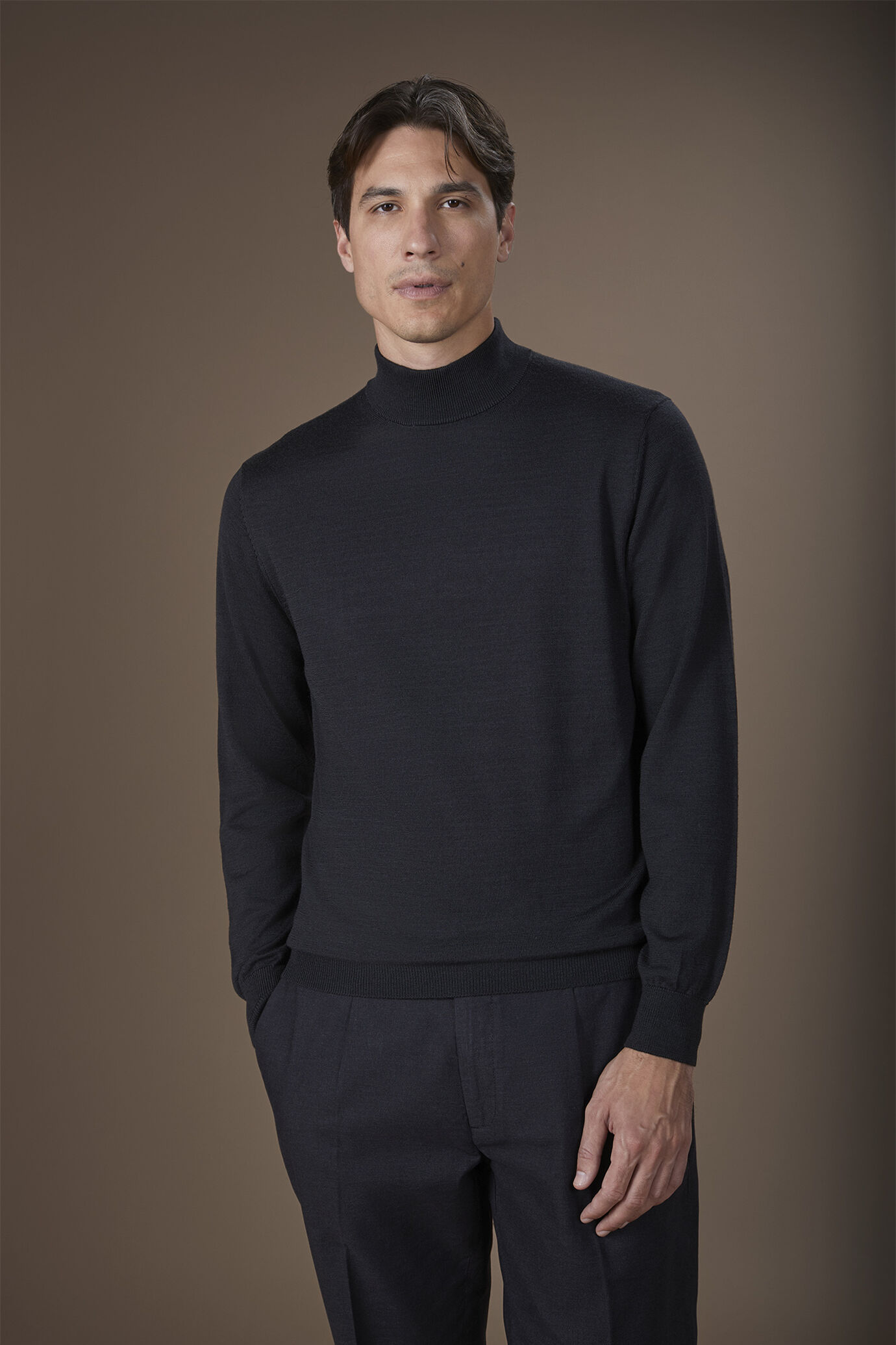 Men's 100% merino wool turtleneck jumper regular fit image number 1