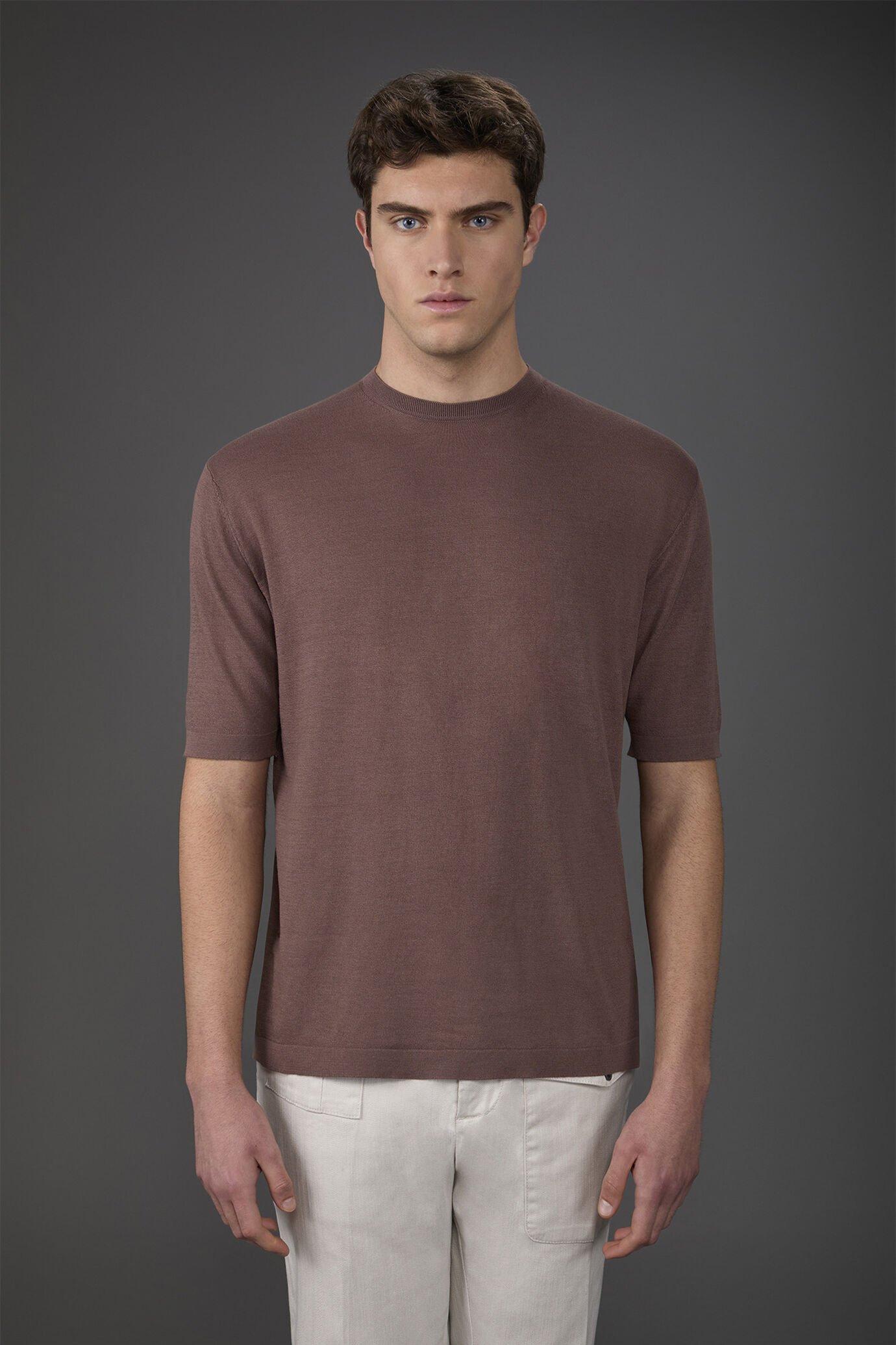 T-shirt uomo in maglia maniche corte 100% cotone crepe