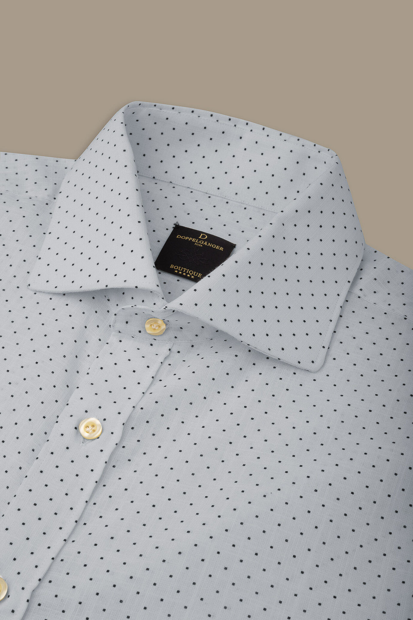 Camicia casual uomo sky collo francese cotone stampa a pois image number 0