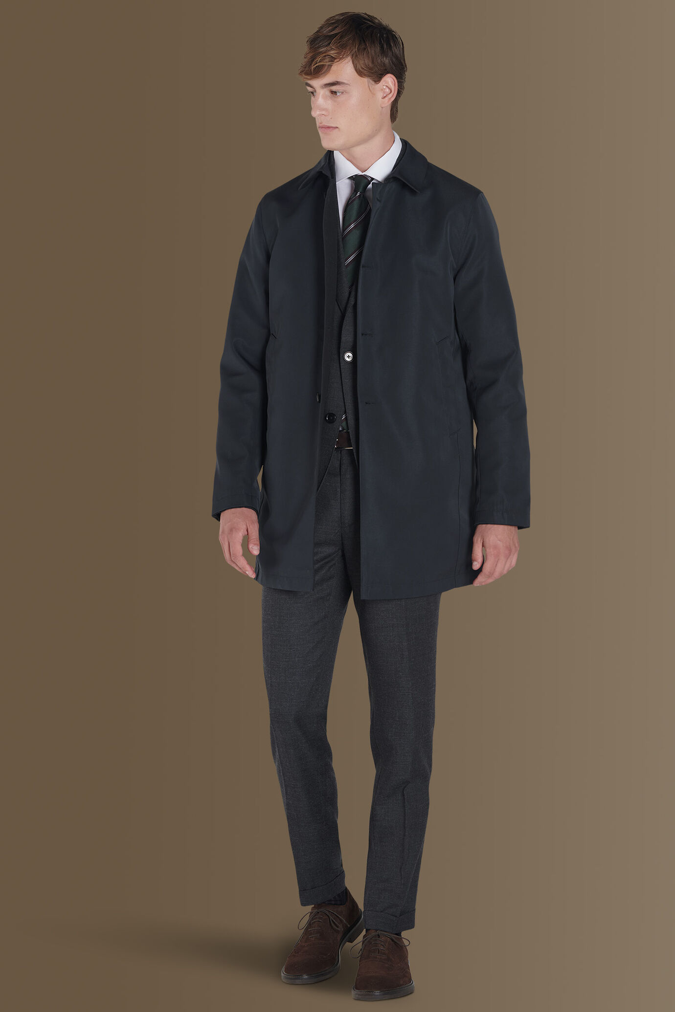 Coated wool blend double face raincoat image number 0